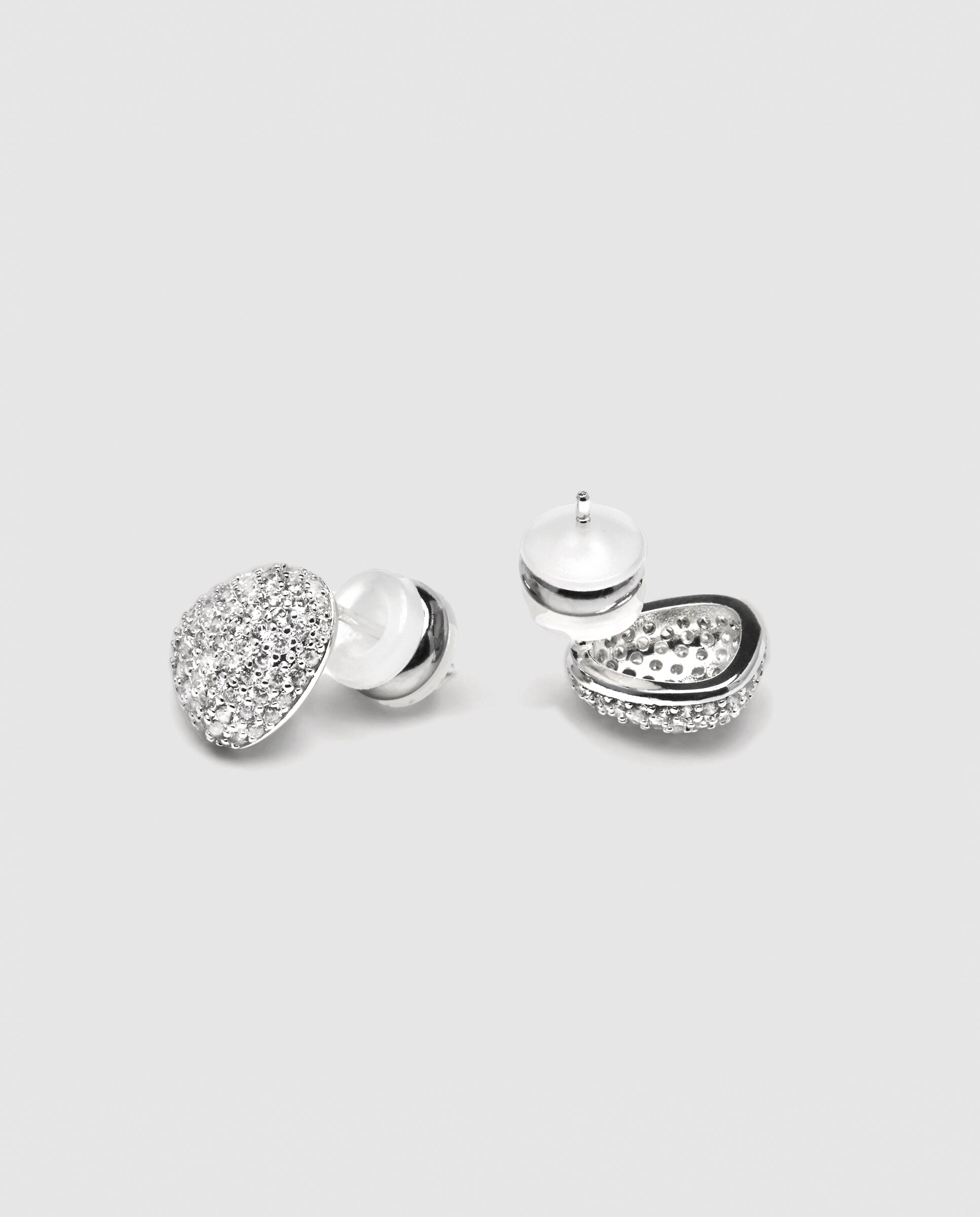 Brincos de Argola Essential África com Acabamentos em Ródio e Zirconita Brilhante Prata brilhante / Transparente-5