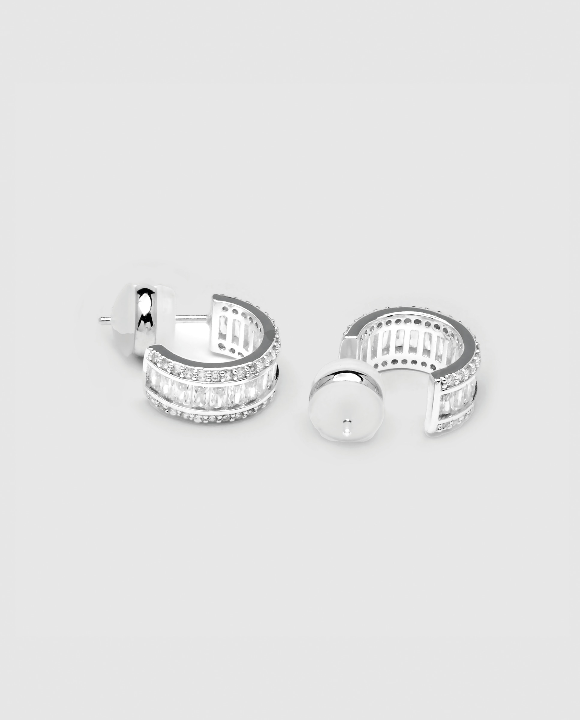Brincos de Argola Essential África com Acabamentos em Ródio e Zirconita Brilhante Prata brilhante / Transparente-5