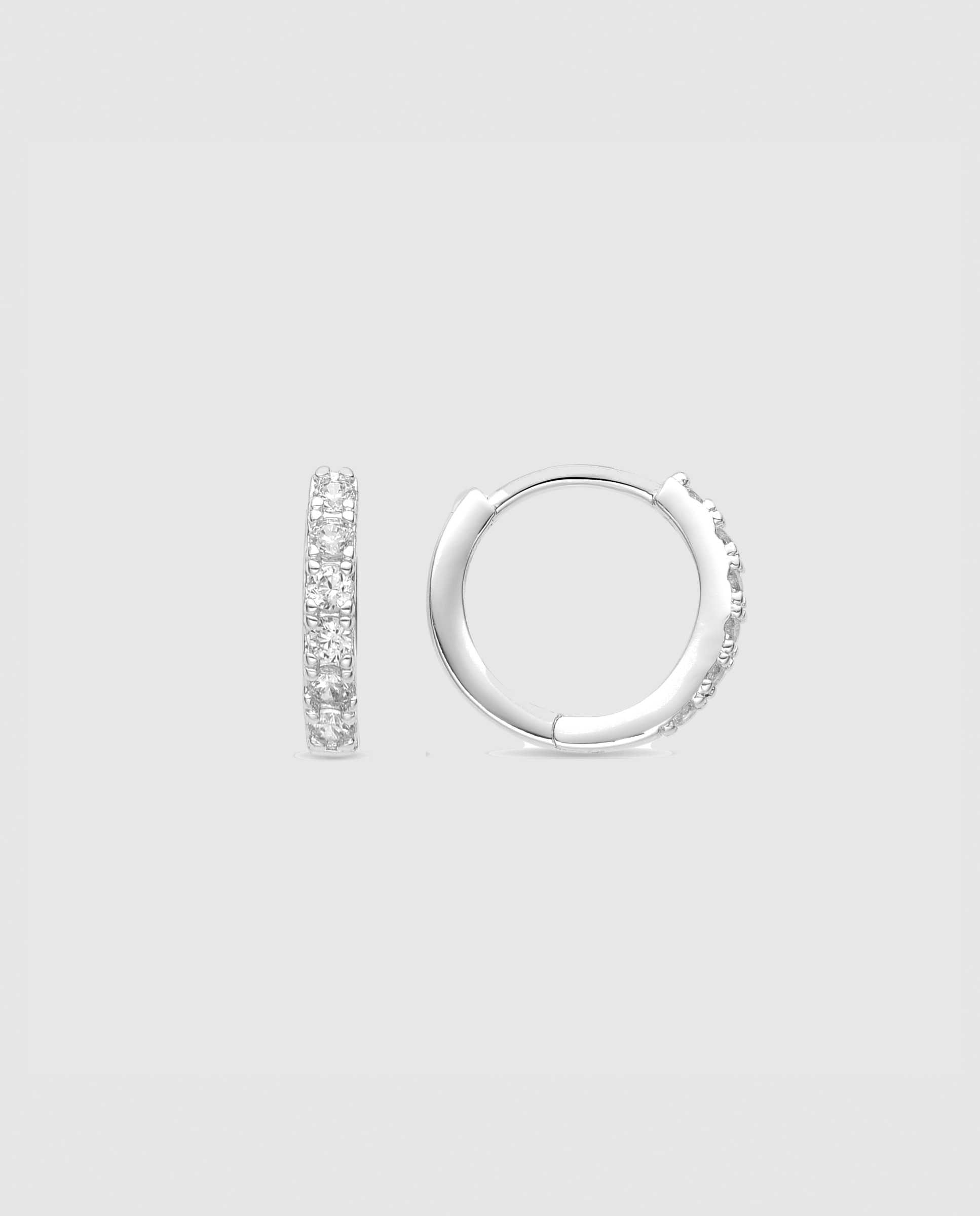 Brincos de Argola Essential África com Acabamentos em Ródio e Zirconita Brilhante Prata-1