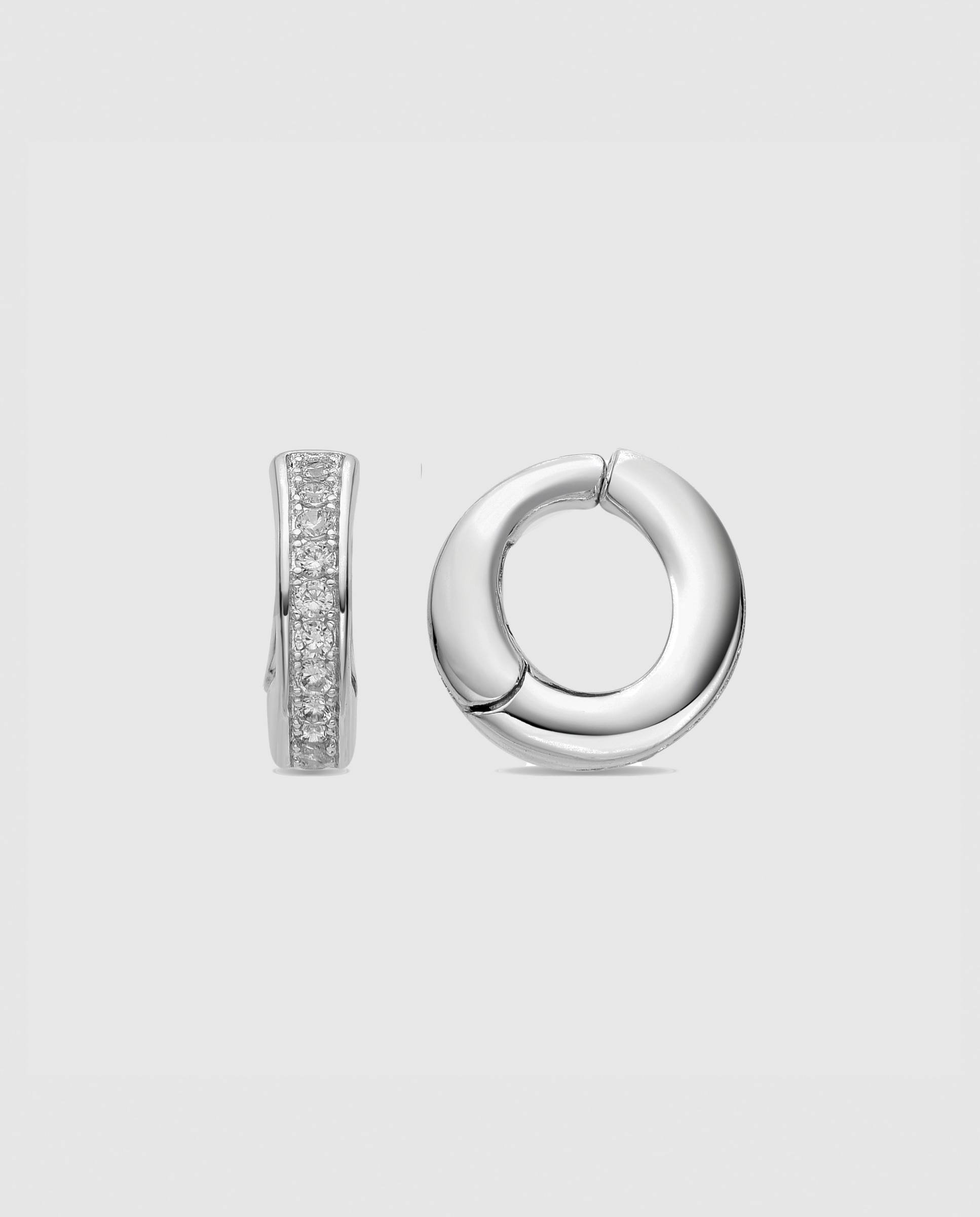Brincos de Argola Essential África com Acabamentos em Ródio e Zirconita Brilhante Ouro / Prata-1