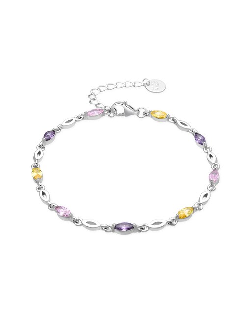 Imagem 0 de Pulseira Atelier Acabada em Ródio com Zirconita Multicolor