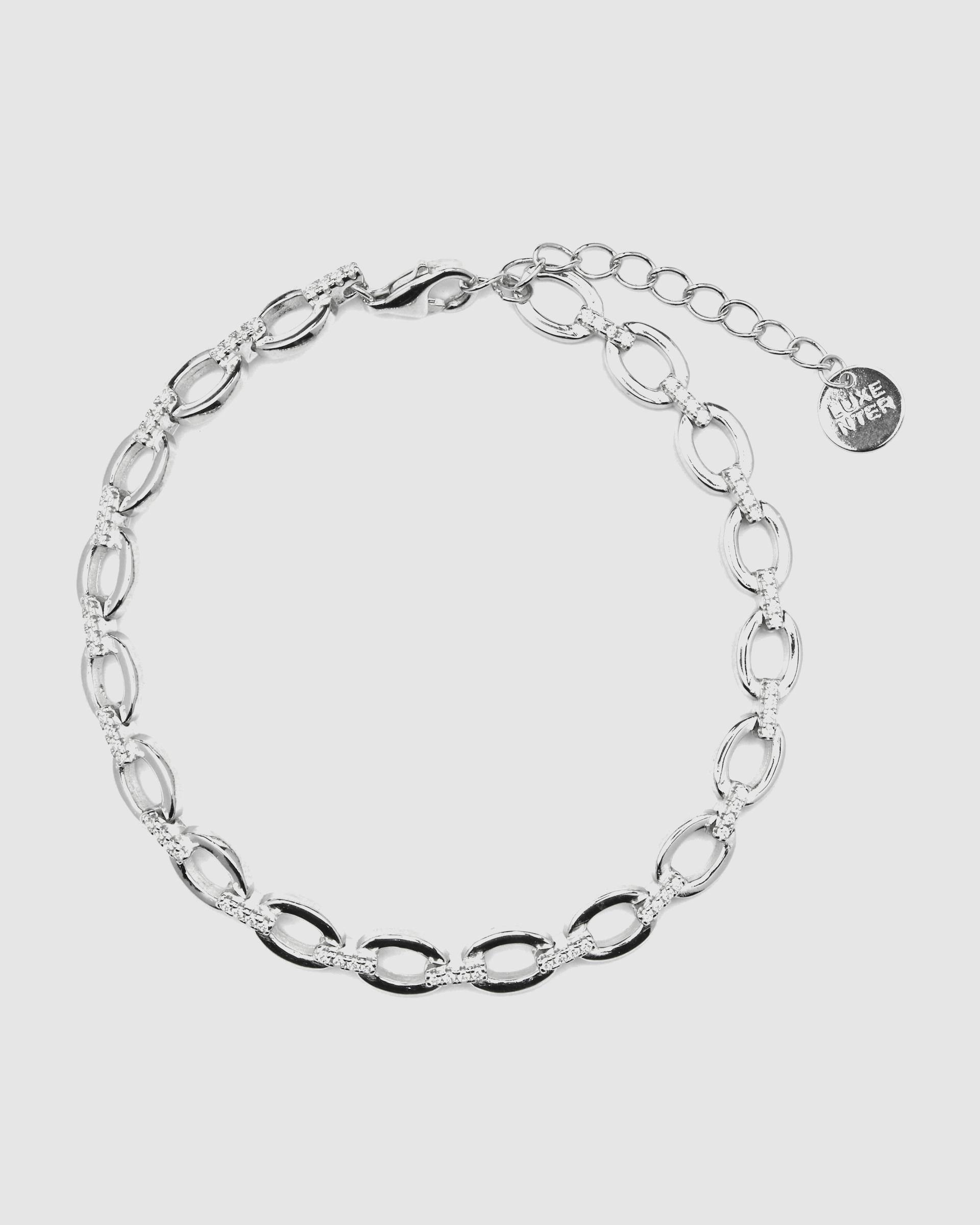 Pulseira de Corrente Momentos para Brilhar de Prata de Lei 925 Acabada em Ródio com Zirconita Brilhante Prata-3
