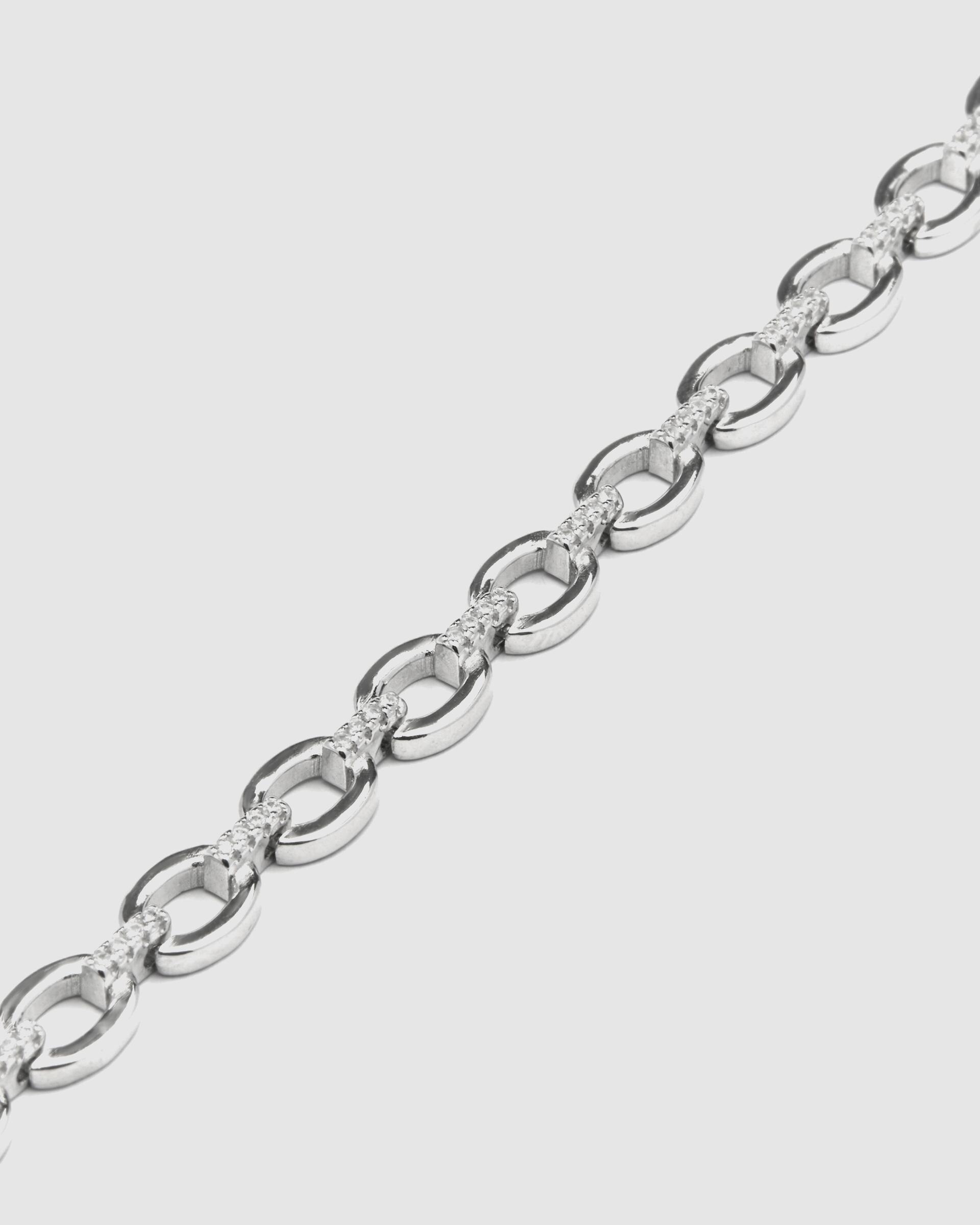 Pulseira de Corrente Momentos para Brilhar de Prata de Lei 925 Acabada em Ródio com Zirconita Brilhante Prata-5