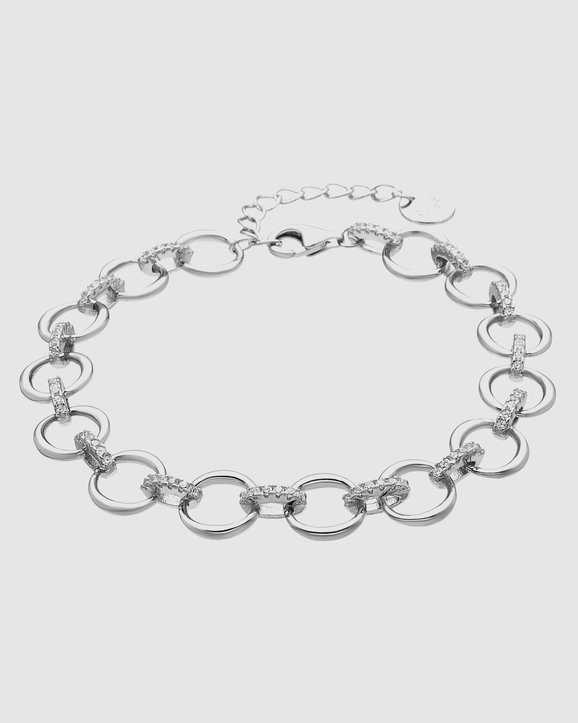 Pulseira de Corrente Momentos para Brilhar de Prata de Lei 925 Acabada em Ródio com Zirconita Brilhante Prata-1