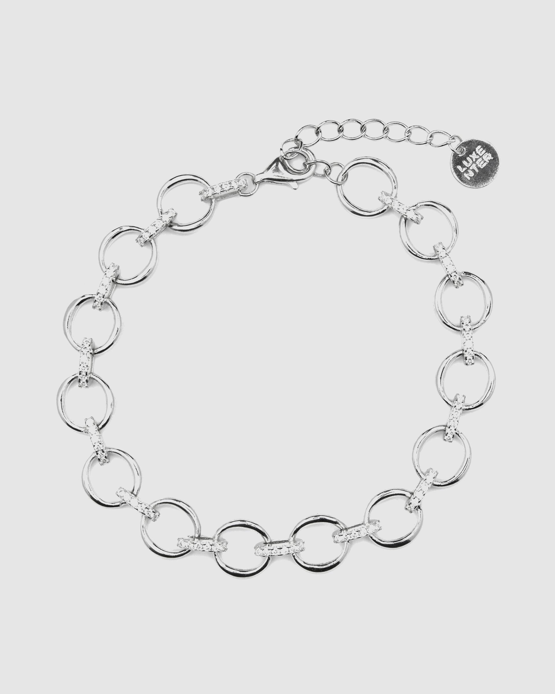Pulseira de Corrente Momentos para Brilhar de Prata de Lei 925 Acabada em Ródio com Zirconita Brilhante Prata-3