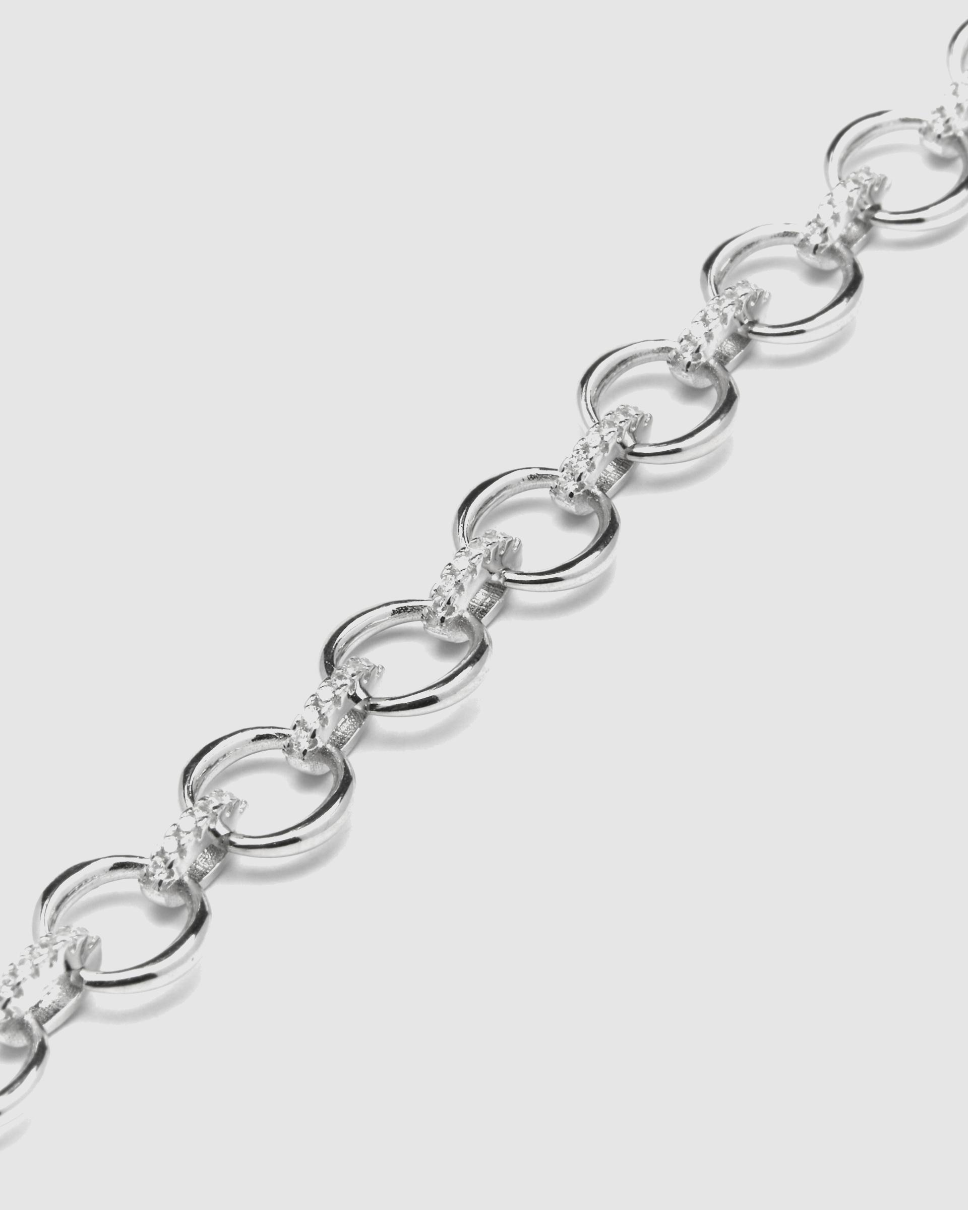 Pulseira de Corrente Momentos para Brilhar de Prata de Lei 925 Acabada em Ródio com Zirconita Brilhante Prata-6