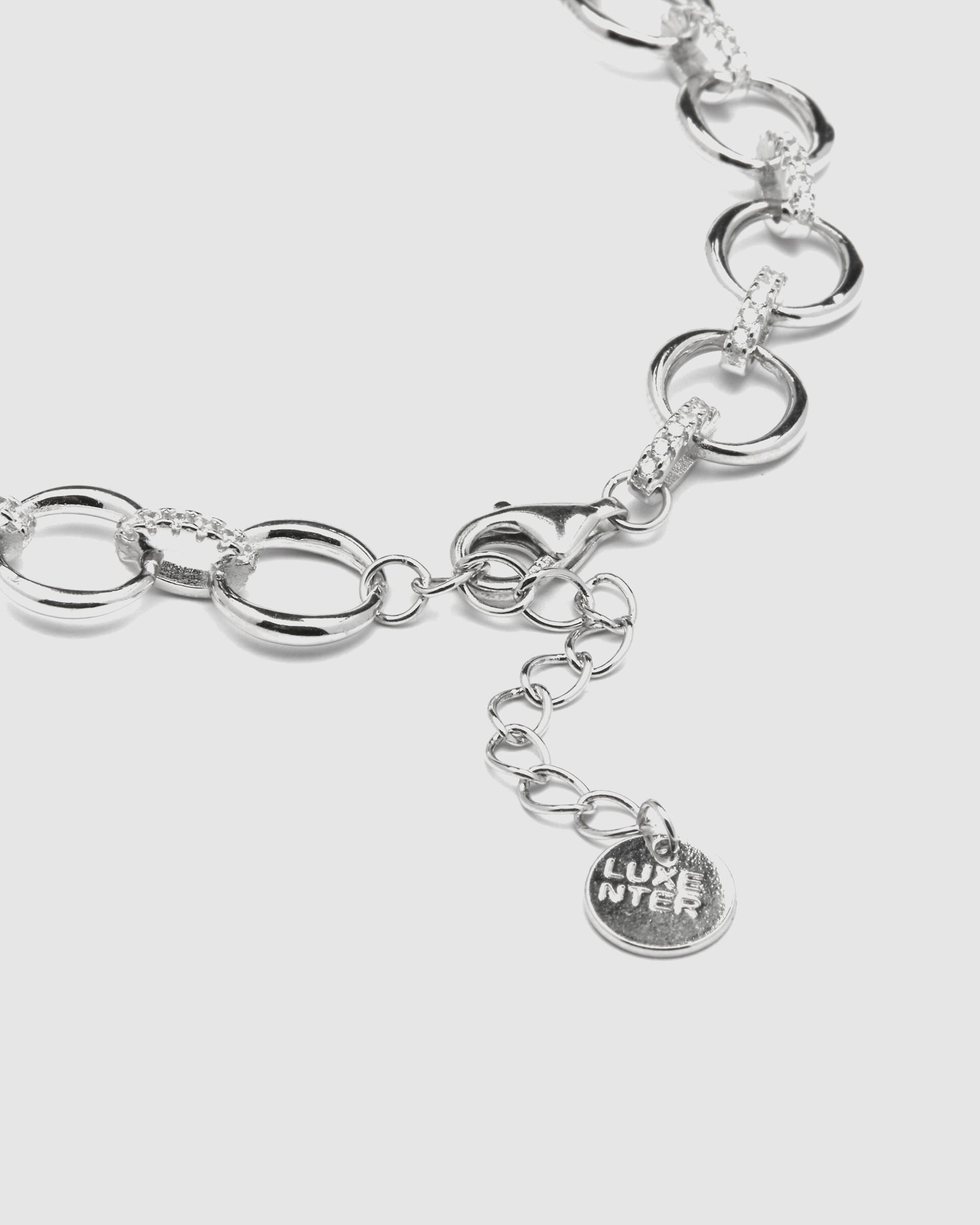 Pulseira de Corrente Momentos para Brilhar de Prata de Lei 925 Acabada em Ródio com Zirconita Brilhante Prata-7