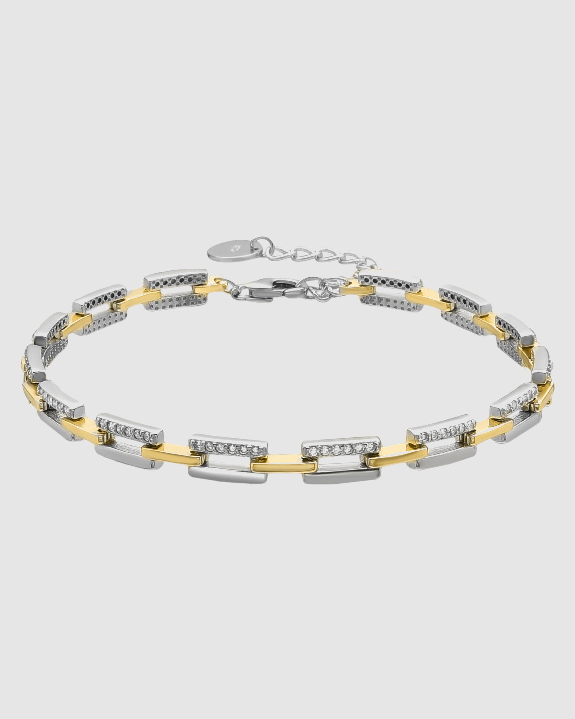 Pulseira de Elos Momentos para Brilhar de Prata de Lei 925 Acabada em Ouro de 18 Quilates com Zirconita Brilhante Crómio / Dourado-1