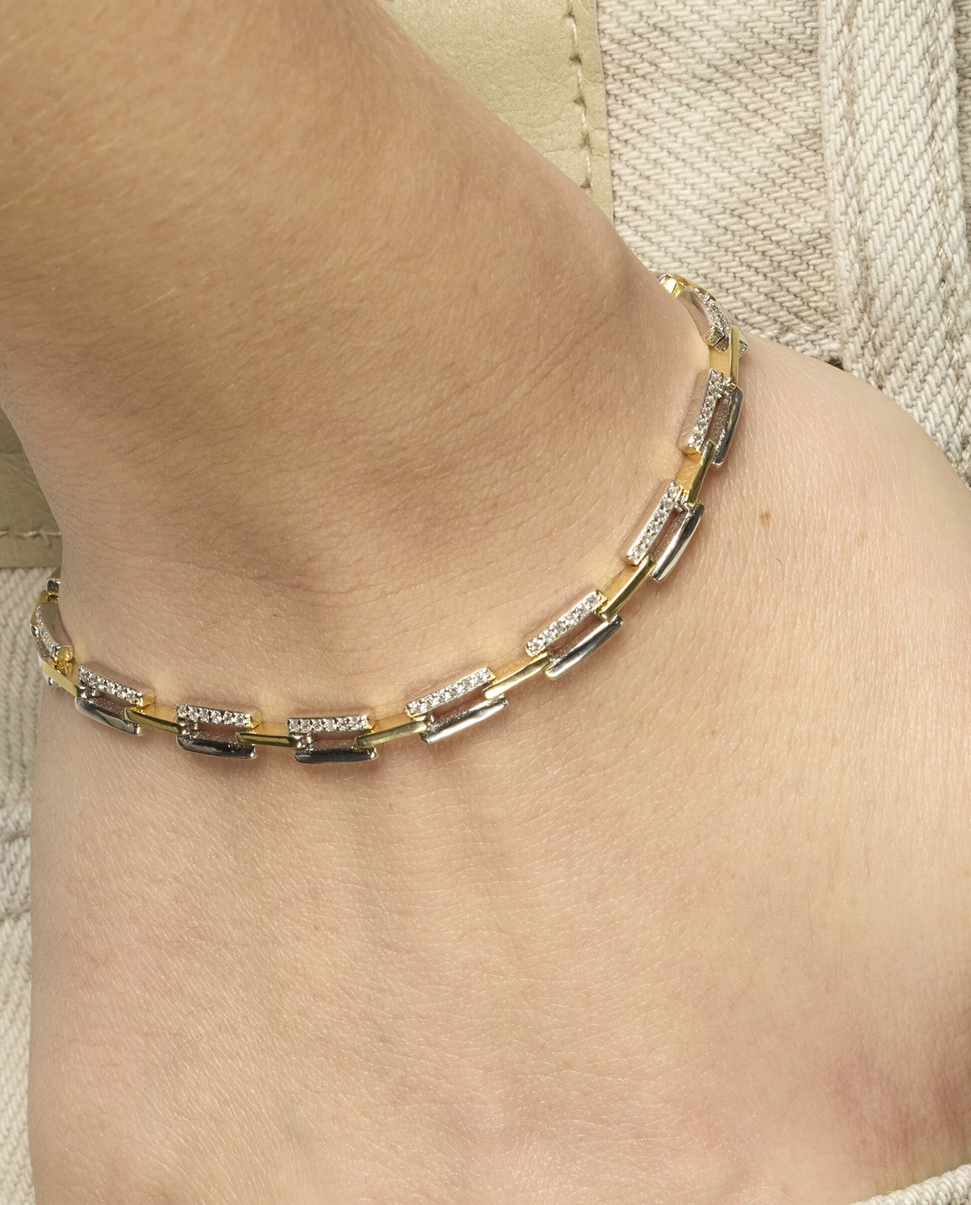Pulseira de Elos Momentos para Brilhar de Prata de Lei 925 Acabada em Ouro de 18 Quilates com Zirconita Brilhante Crómio / Dourado-4