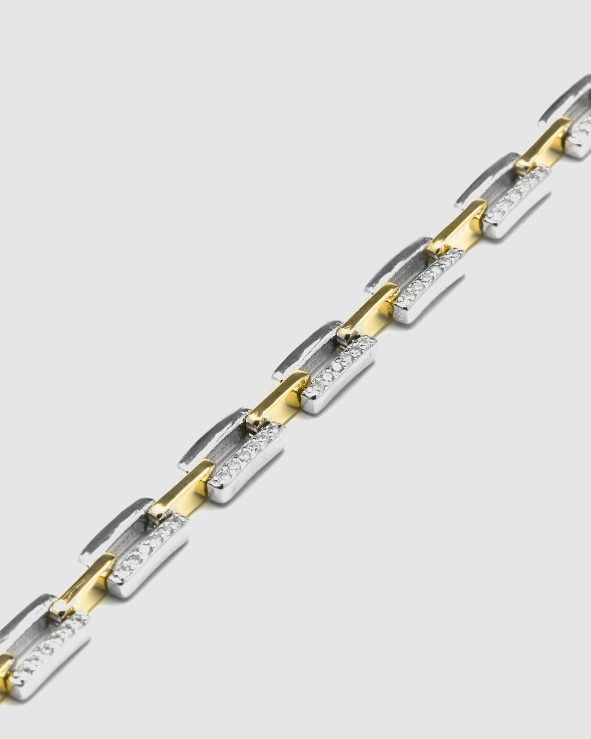 Pulseira de Elos Momentos para Brilhar de Prata de Lei 925 Acabada em Ouro de 18 Quilates com Zirconita Brilhante Crómio / Dourado-5