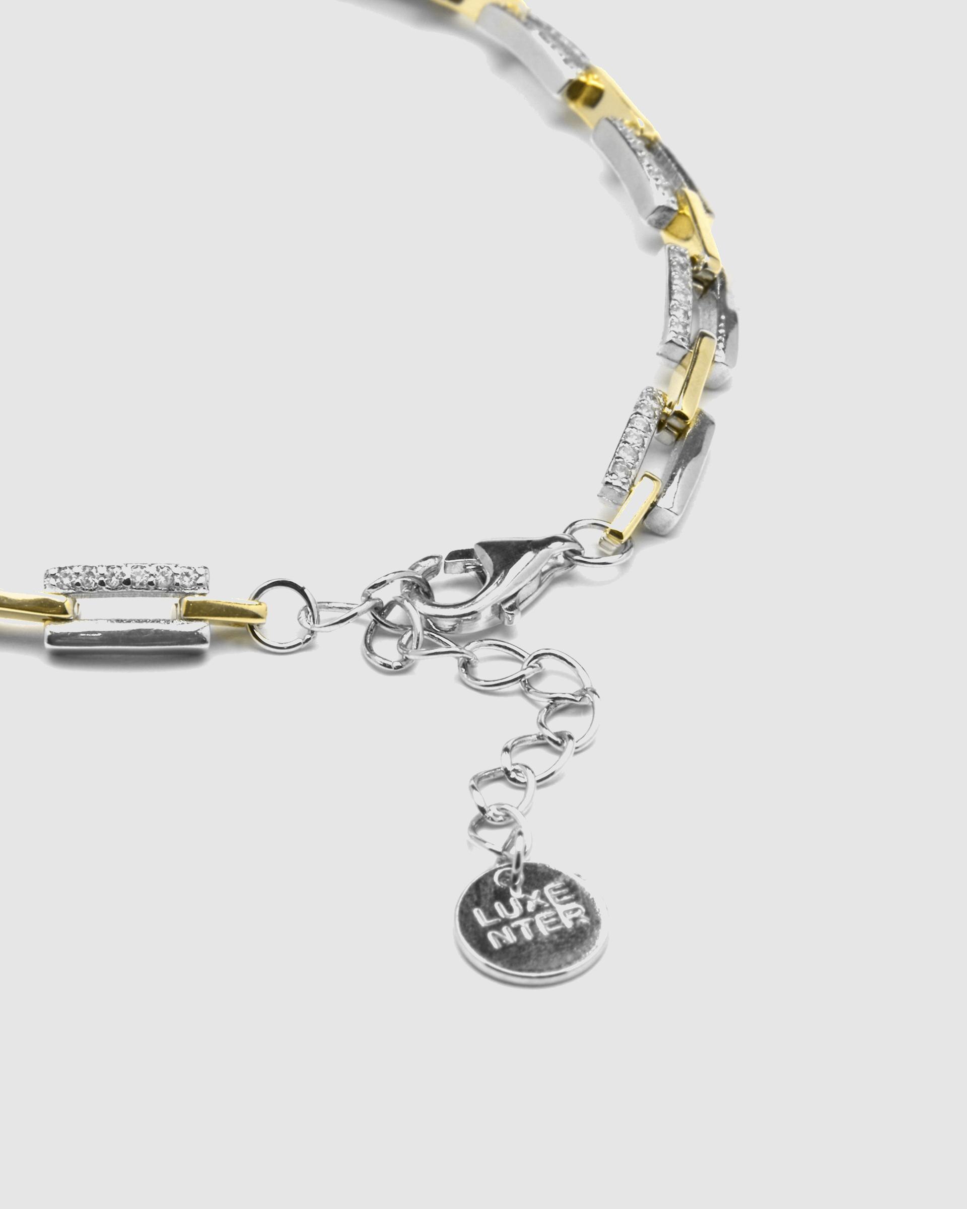 Pulseira de Elos Momentos para Brilhar de Prata de Lei 925 Acabada em Ouro de 18 Quilates com Zirconita Brilhante Crómio / Dourado-6