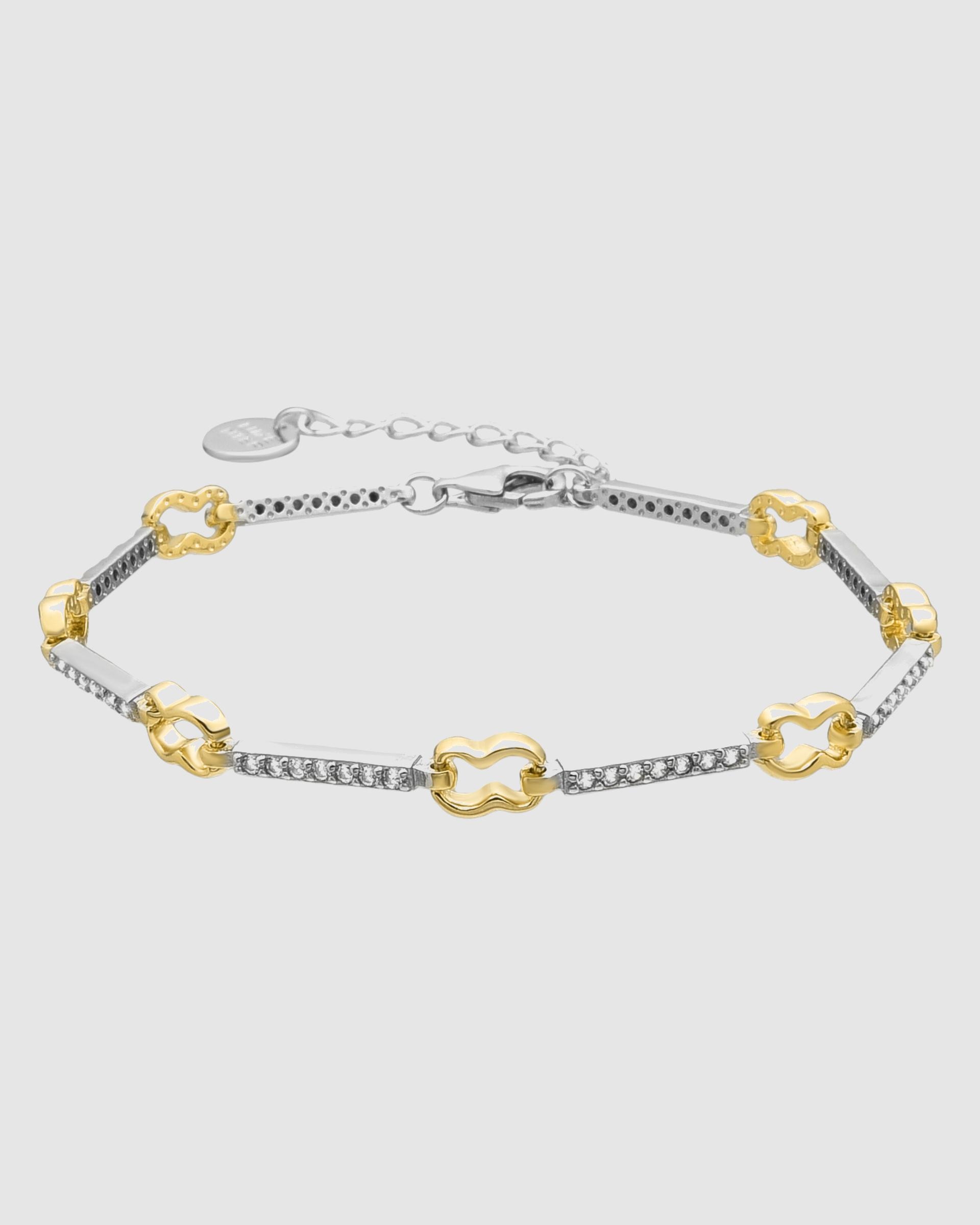 Pulseira de Corrente Momentos para Brilhar de Prata de Lei 925 Acabada em Ouro de 18 Quilates com Zirconita Brilhante Ouro / Prata-1