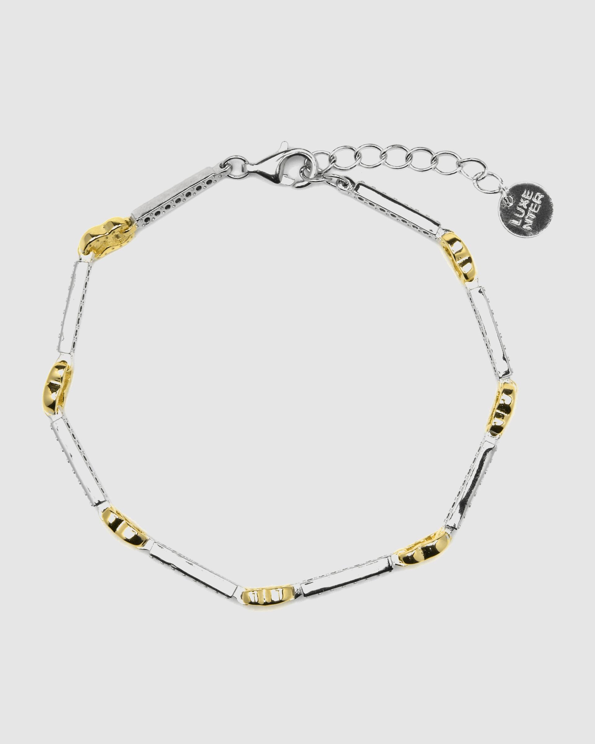 Pulseira de Corrente Momentos para Brilhar de Prata de Lei 925 Acabada em Ouro de 18 Quilates com Zirconita Brilhante Ouro / Prata-3