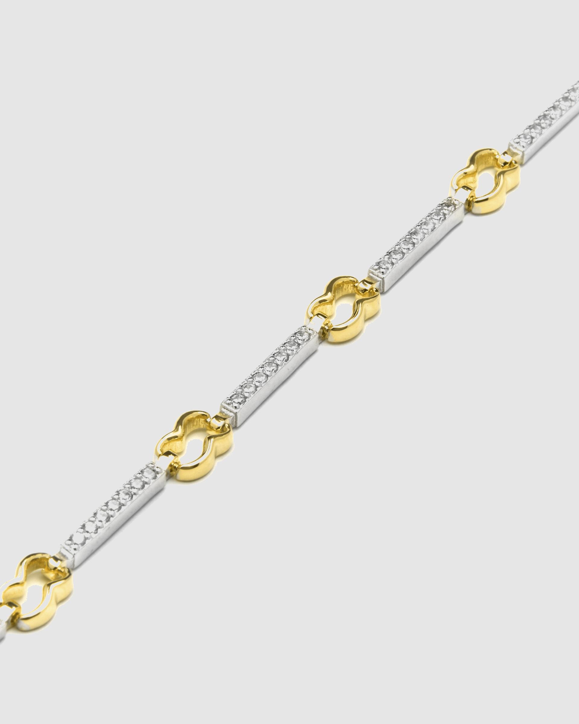Pulseira de Corrente Momentos para Brilhar de Prata de Lei 925 Acabada em Ouro de 18 Quilates com Zirconita Brilhante Ouro / Prata-5