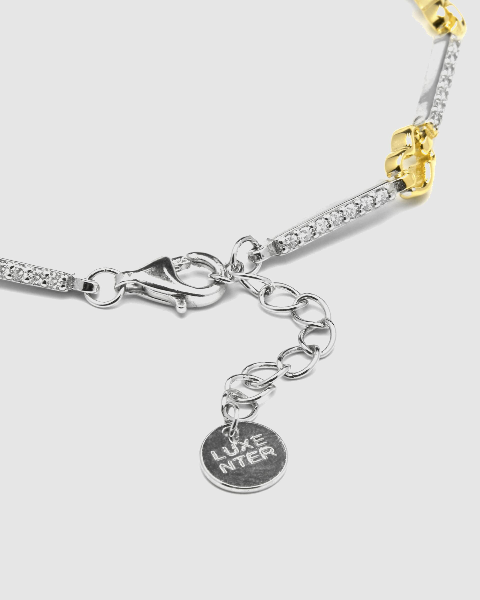 Pulseira de Corrente Momentos para Brilhar de Prata de Lei 925 Acabada em Ouro de 18 Quilates com Zirconita Brilhante Ouro / Prata-6