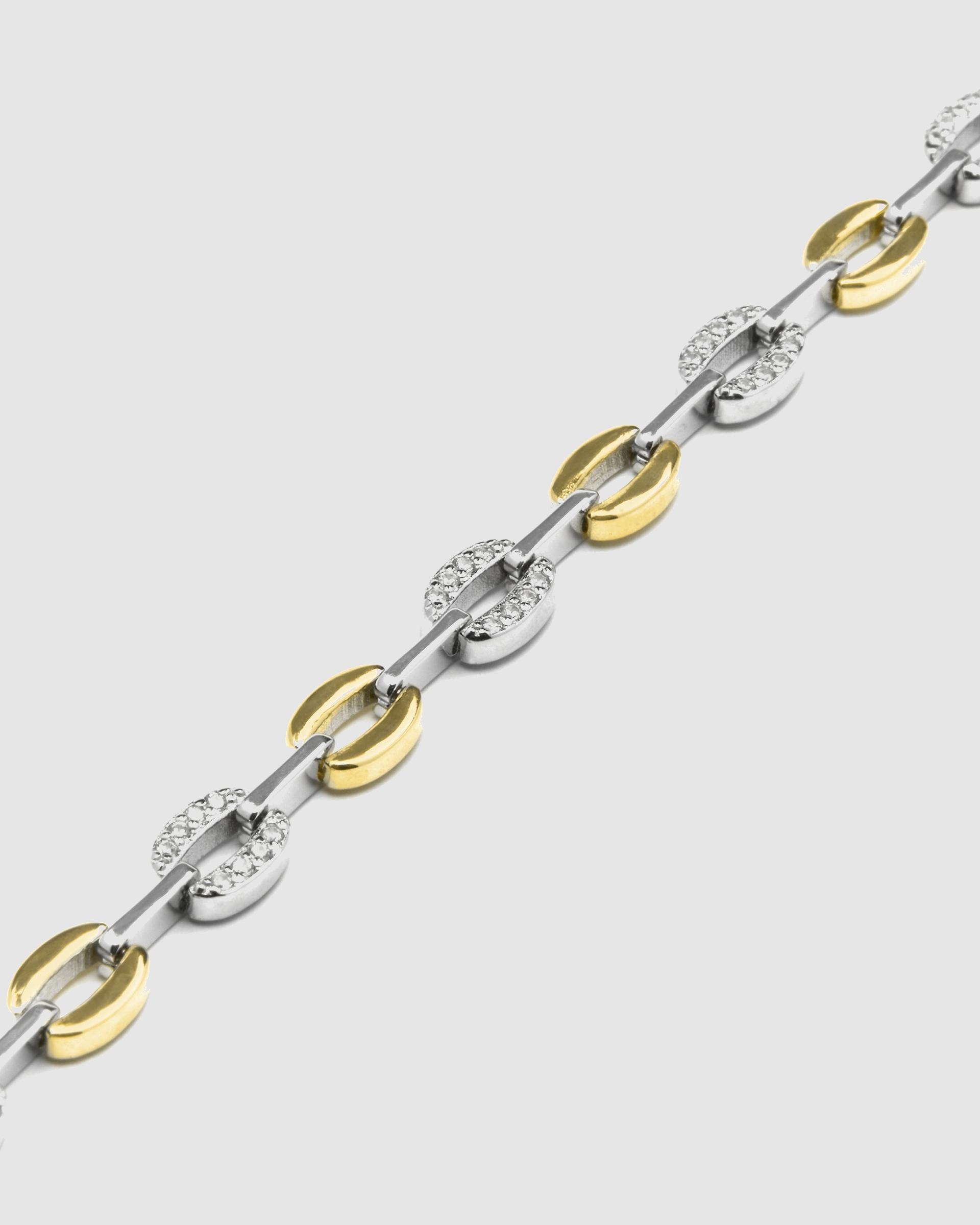 Pulseira de Elos Momentos para Brilhar de Prata de Lei 925 Acabada em Ouro de 18 Quilates com Zirconita Brilhante Ouro / Prata-5