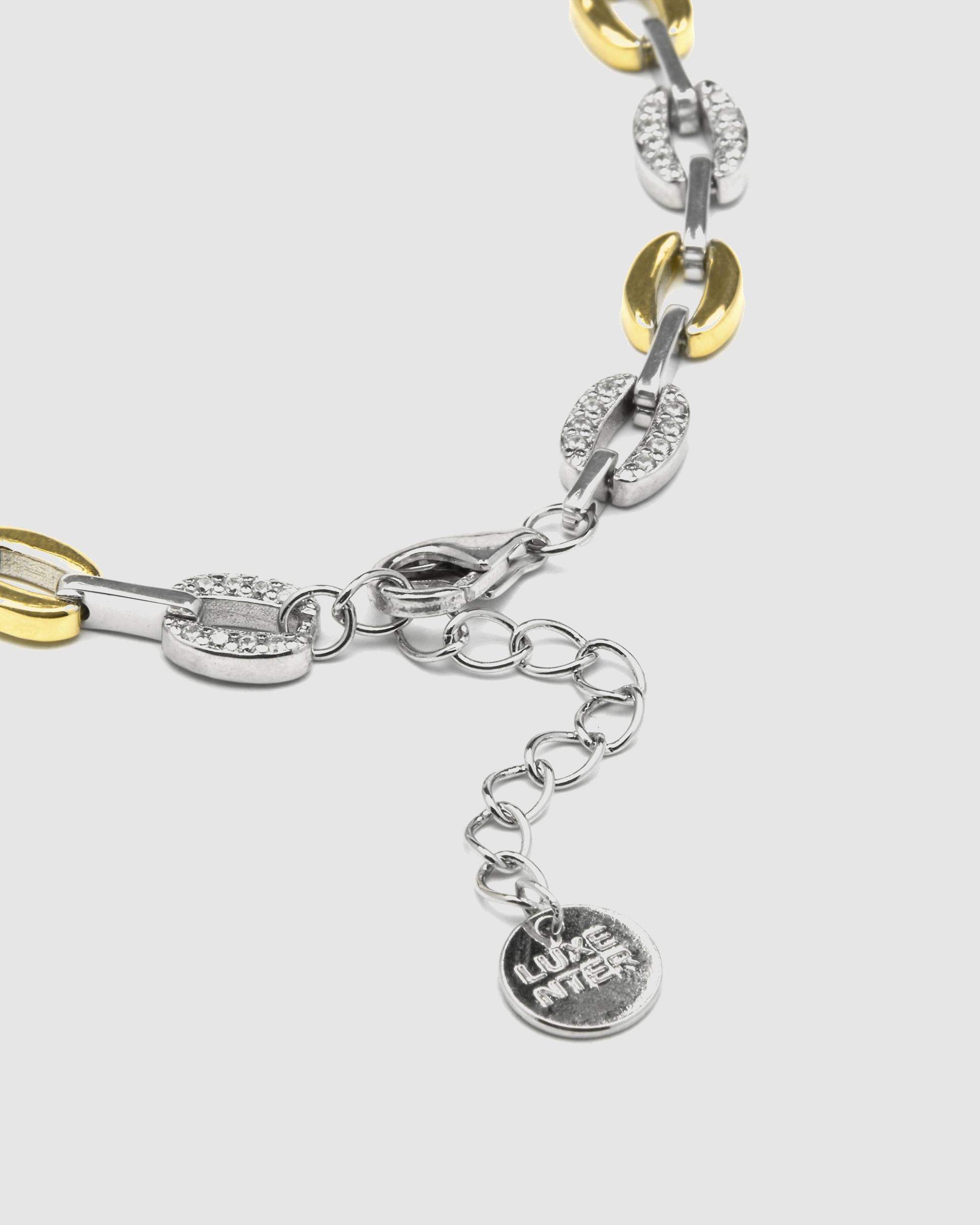 Pulseira de Elos Momentos para Brilhar de Prata de Lei 925 Acabada em Ouro de 18 Quilates com Zirconita Brilhante Ouro / Prata-6