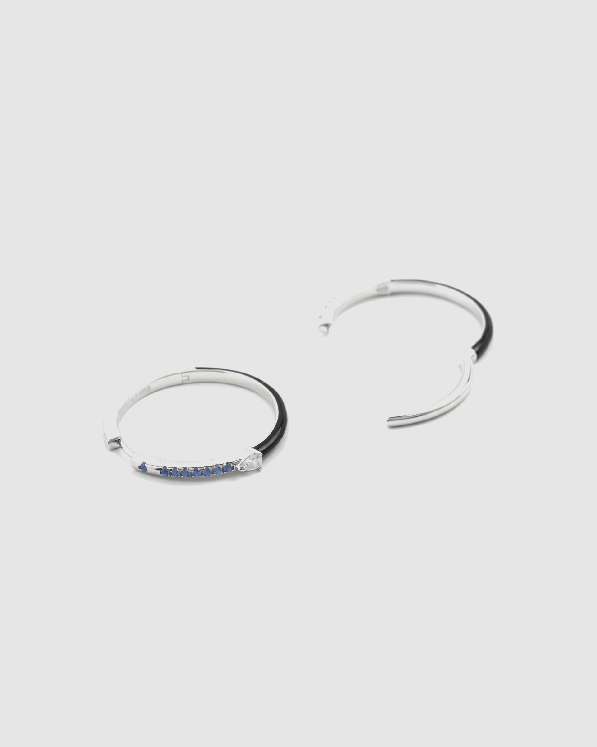 Brincos de Aro Momentos para Brilhar de Prata de Lei 925 Acabados em Ródio com Zirconita Topázio Azul Preto / Prata-5