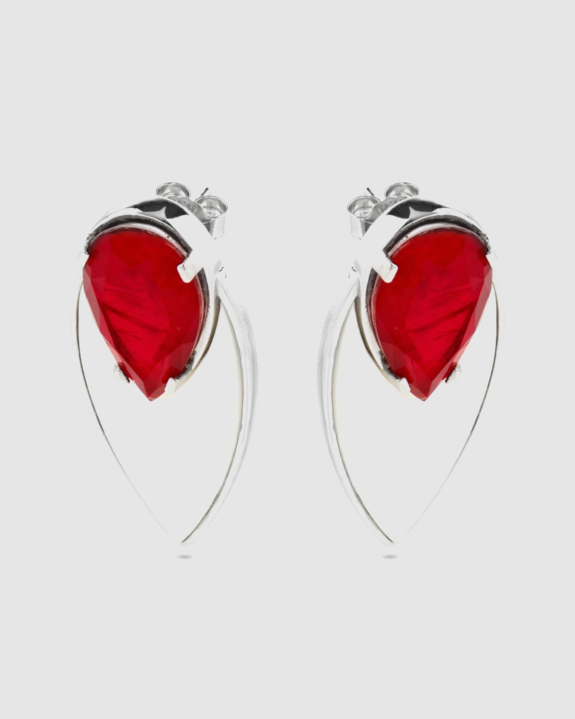 Brincos Atelier de Prata de Lei 925 com Acabamentos em Ródio e Quartzo Hidrotermal Cereja Cereja-3