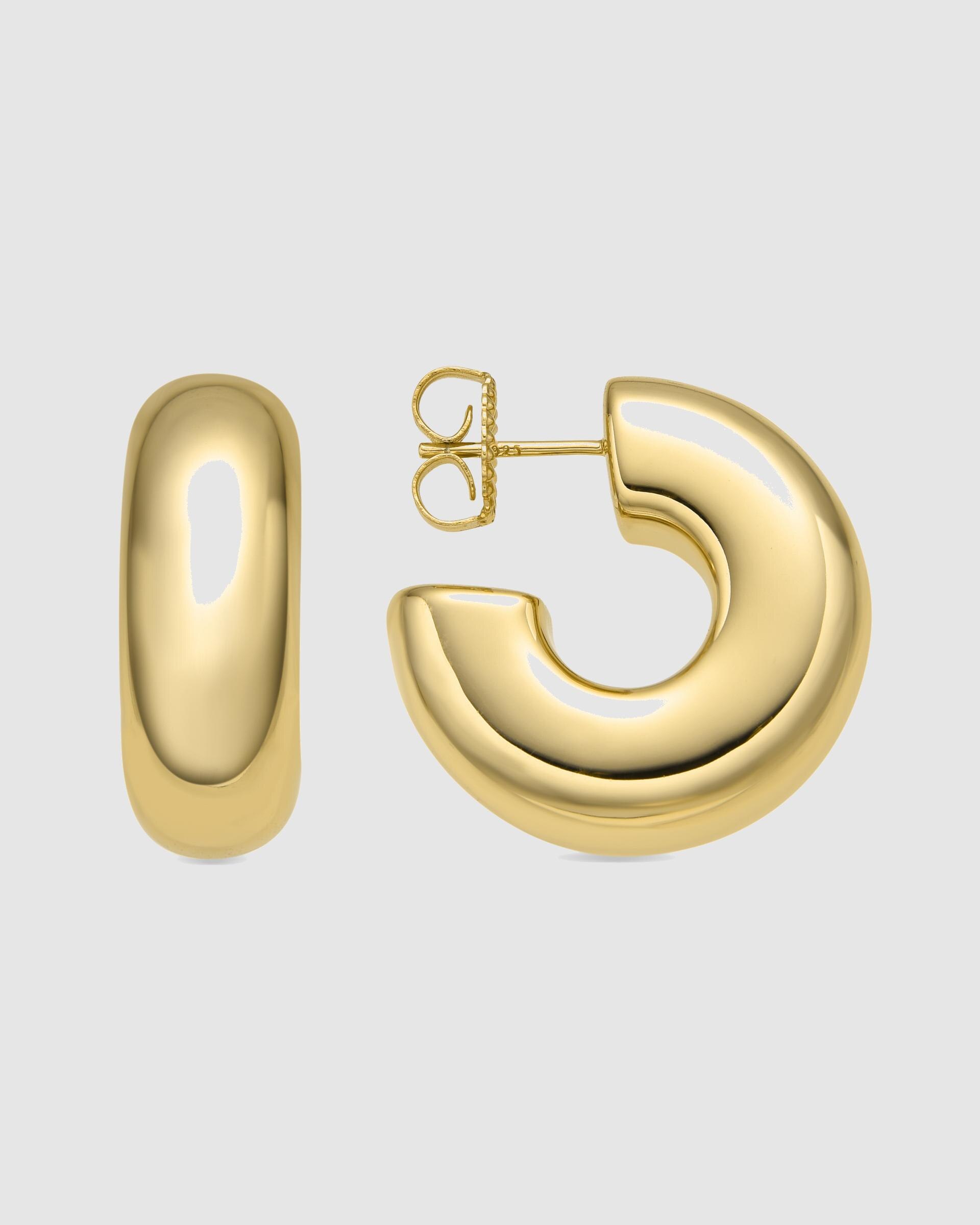 Brincos de Argola Momentos para Brilhar de Prata de Lei 925 com Acabamento em Ouro de 18 Quilates Dourado-1