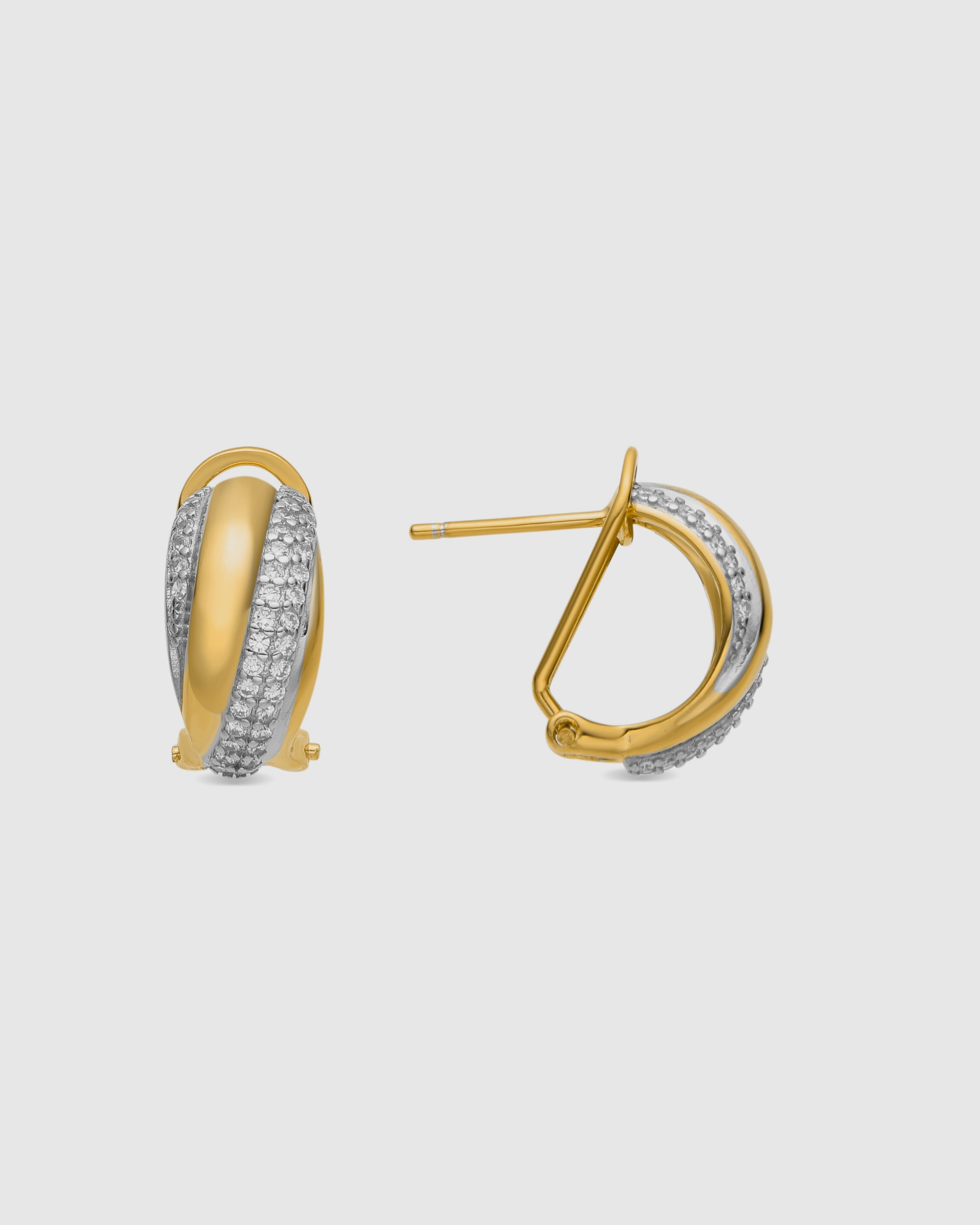 Brincos Momentos para Brilhar de Prata de Lei 925 com Acabamentos em Ouro de 18 Quilates e Zirconita Brilhante Ouro / Prata-1
