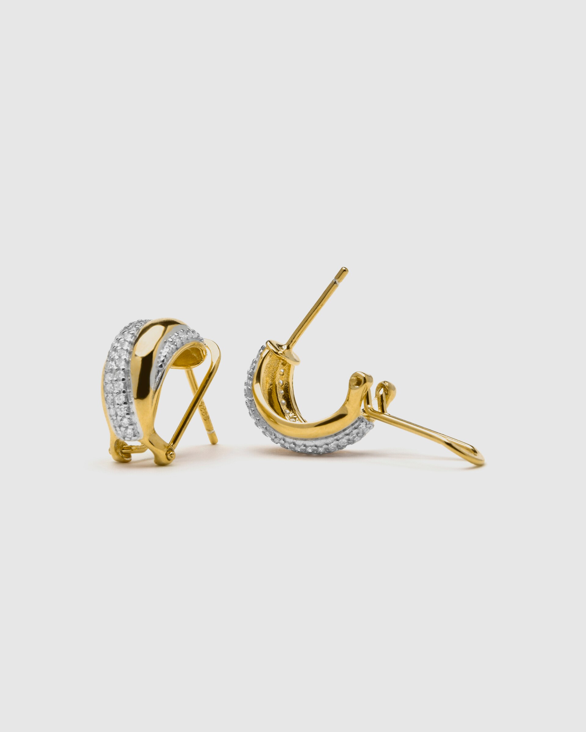 Brincos Momentos para Brilhar de Prata de Lei 925 com Acabamentos em Ouro de 18 Quilates e Zirconita Brilhante Ouro / Prata-6