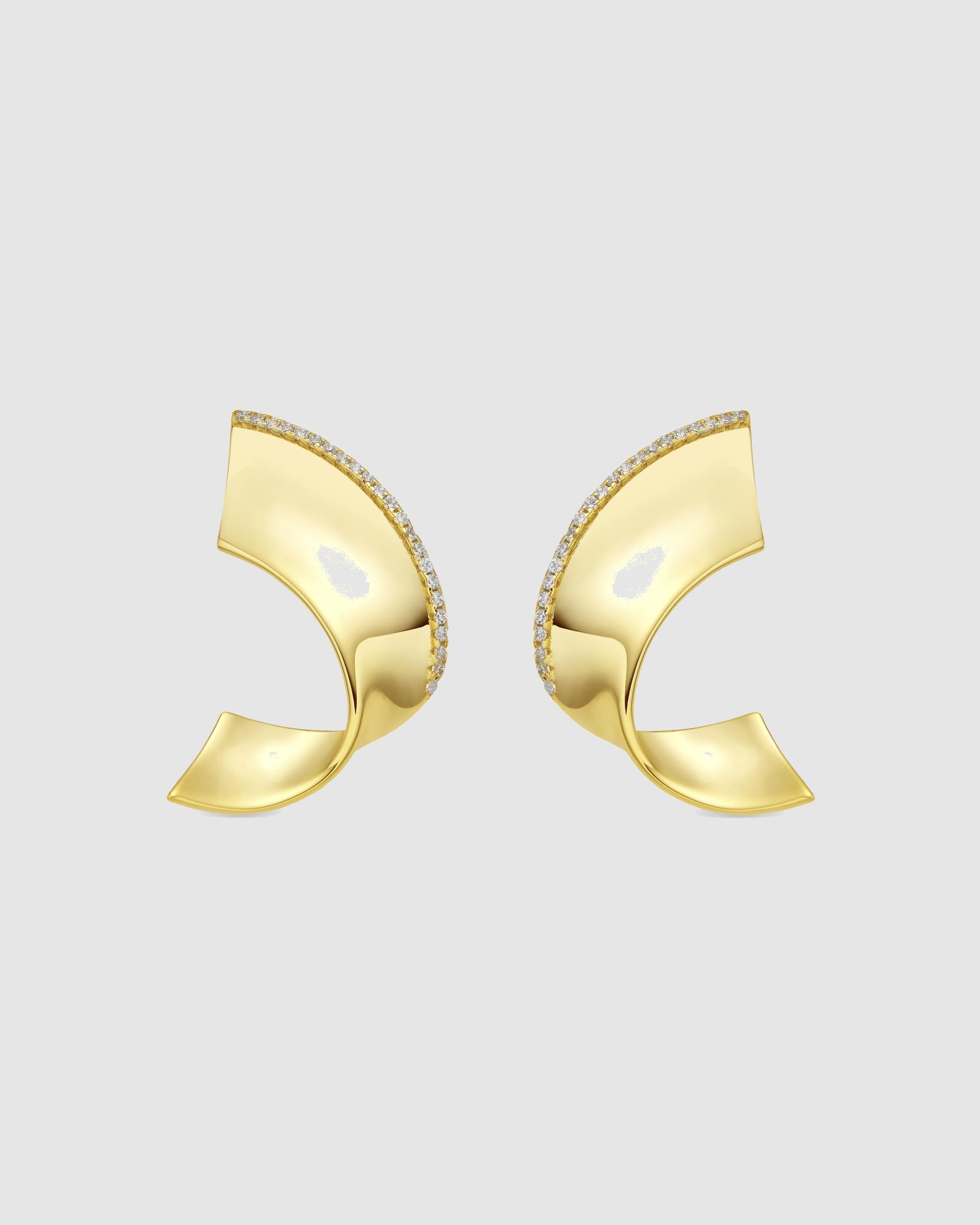 Brincos Momentos para Brilhar de Prata de Lei 925 com Acabamentos em Ouro de 18 Quilates e Zirconita Brilhante Amarelo-1