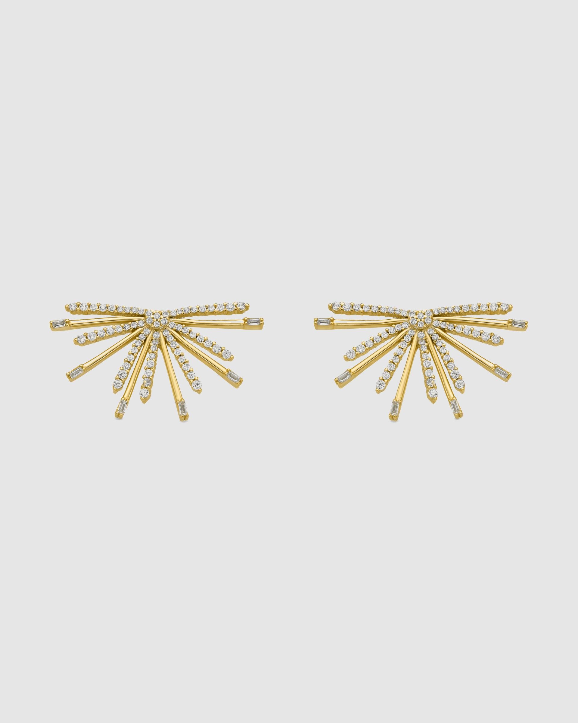 Brincos Trendy de Prata de Lei 925 com Acabamento em Ouro de 18 Quilates e Zirconita Brilhante Ouro / Prata-1