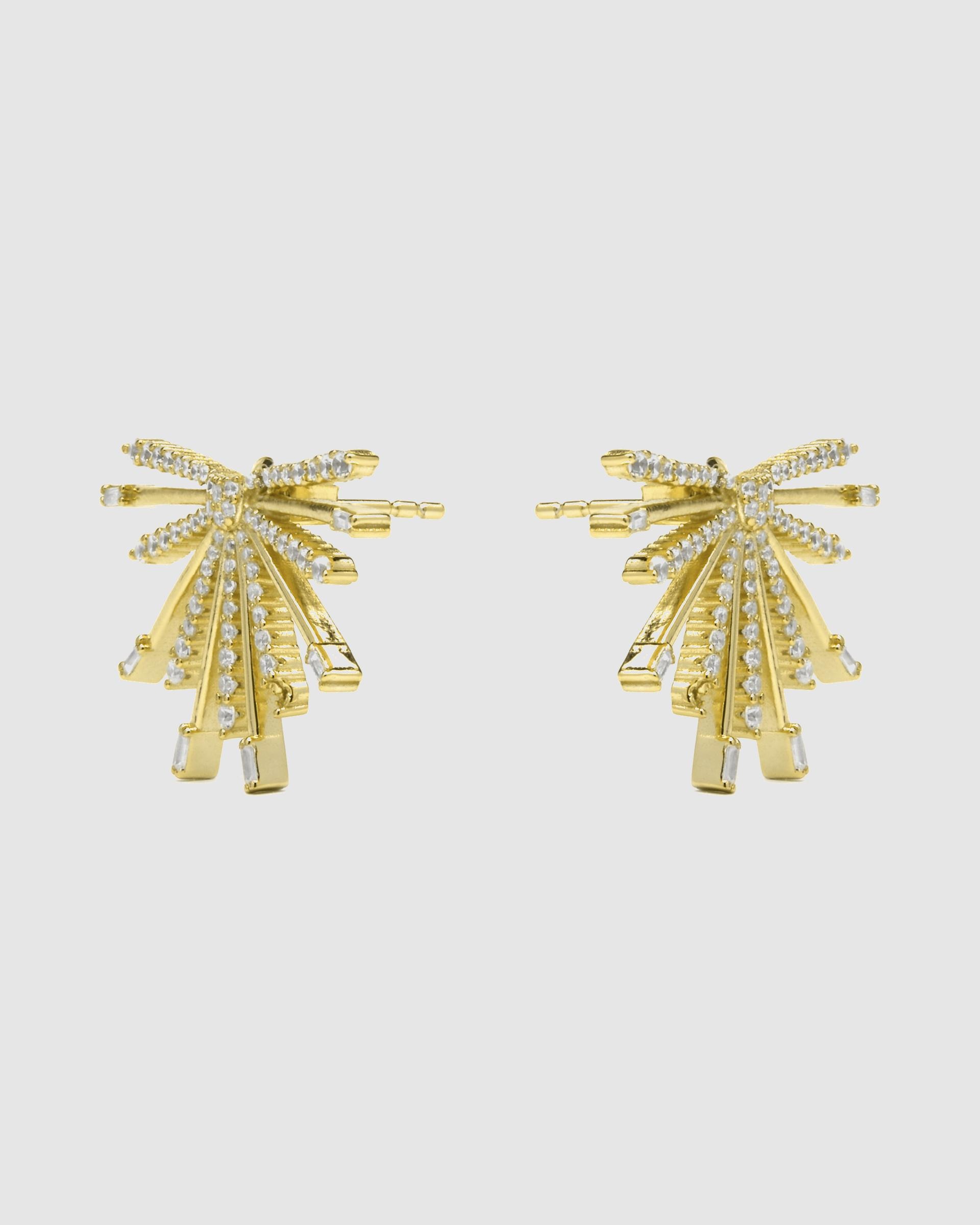 Brincos Trendy de Prata de Lei 925 com Acabamento em Ouro de 18 Quilates e Zirconita Brilhante Ouro / Prata-3