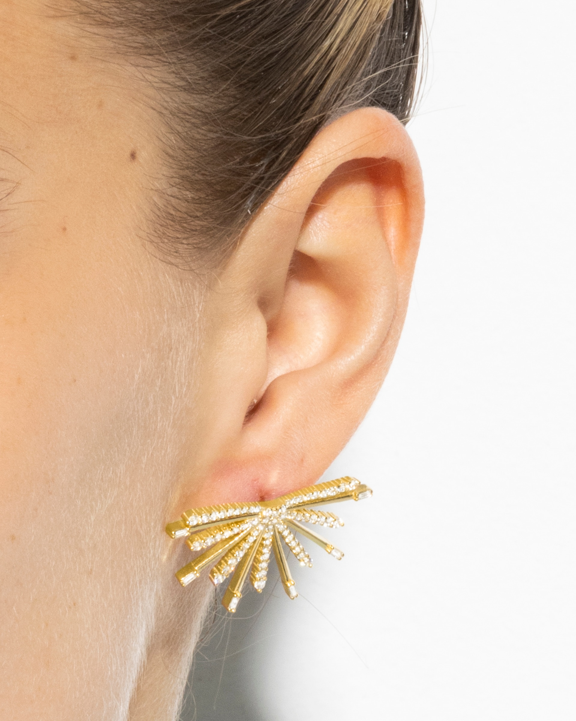 Brincos Trendy de Prata de Lei 925 com Acabamento em Ouro de 18 Quilates e Zirconita Brilhante Ouro / Prata-4