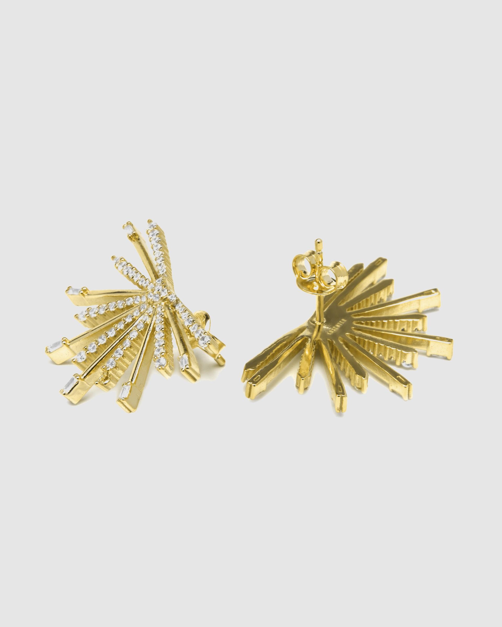 Brincos Trendy de Prata de Lei 925 com Acabamento em Ouro de 18 Quilates e Zirconita Brilhante Ouro / Prata-6