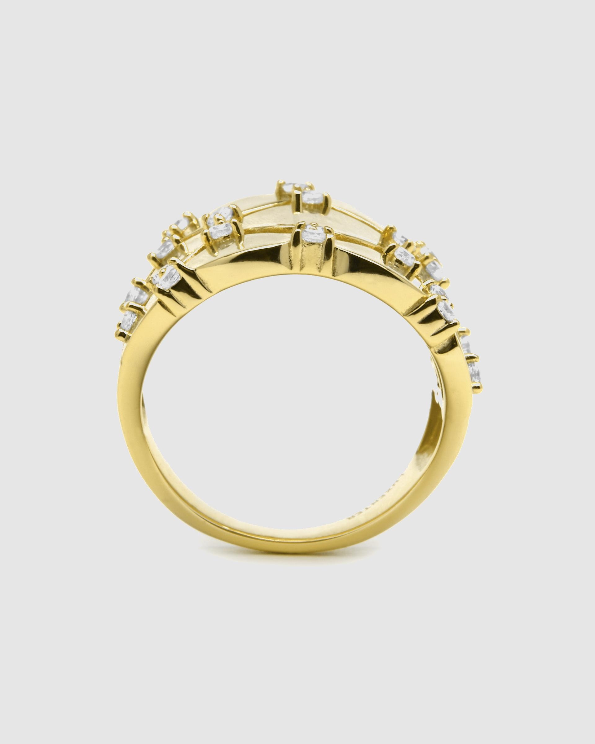 Anel Momentos para Brilhar de Prata de Lei 925 com Acabamento em Ouro de 18 Quilates e Zirconita Brilhante Ouro-6