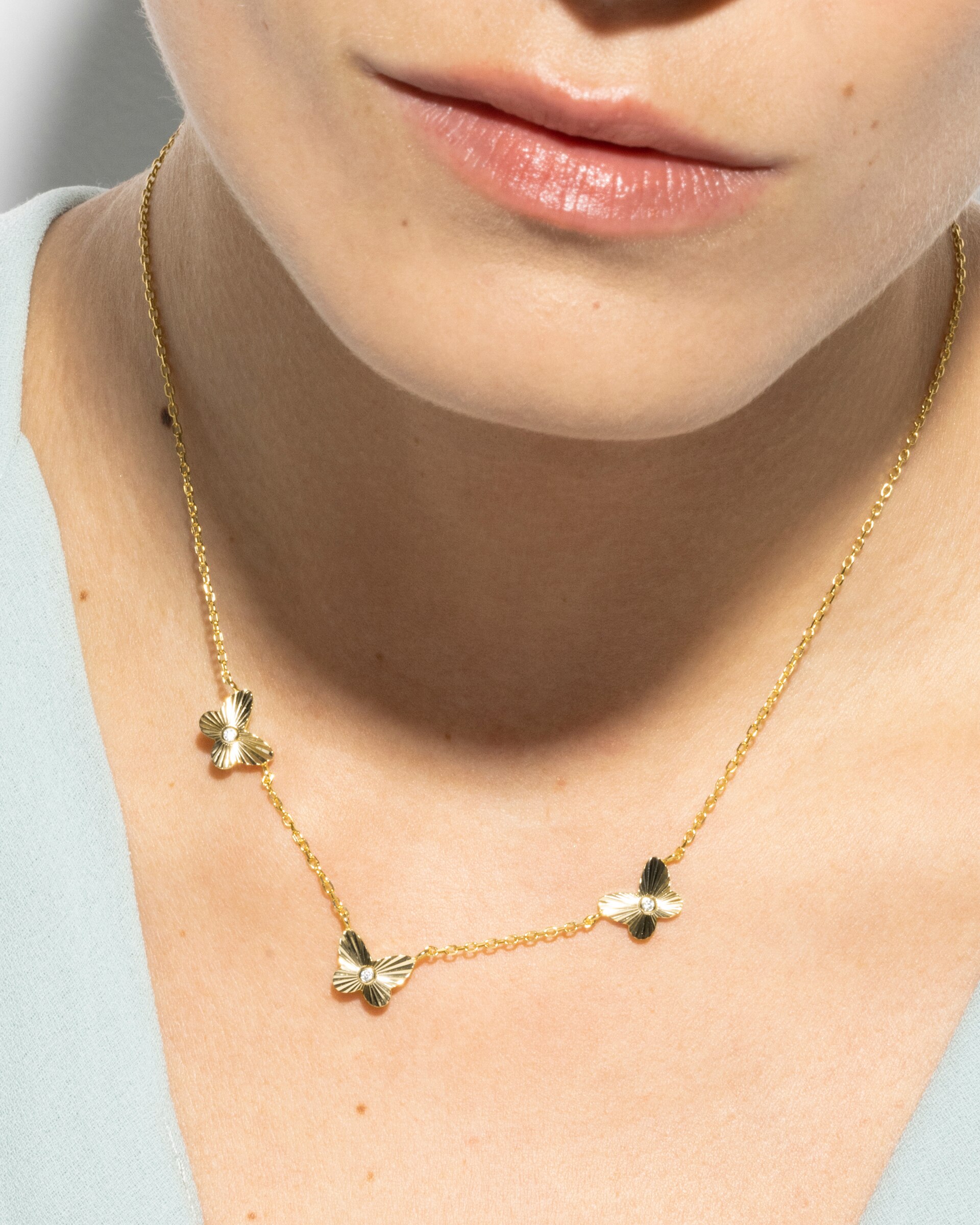 Colar Trendy de Prata de Lei 925 com Acabamento em Ouro de 18 Quilates e Zircónios Brilhantes Ouro-4