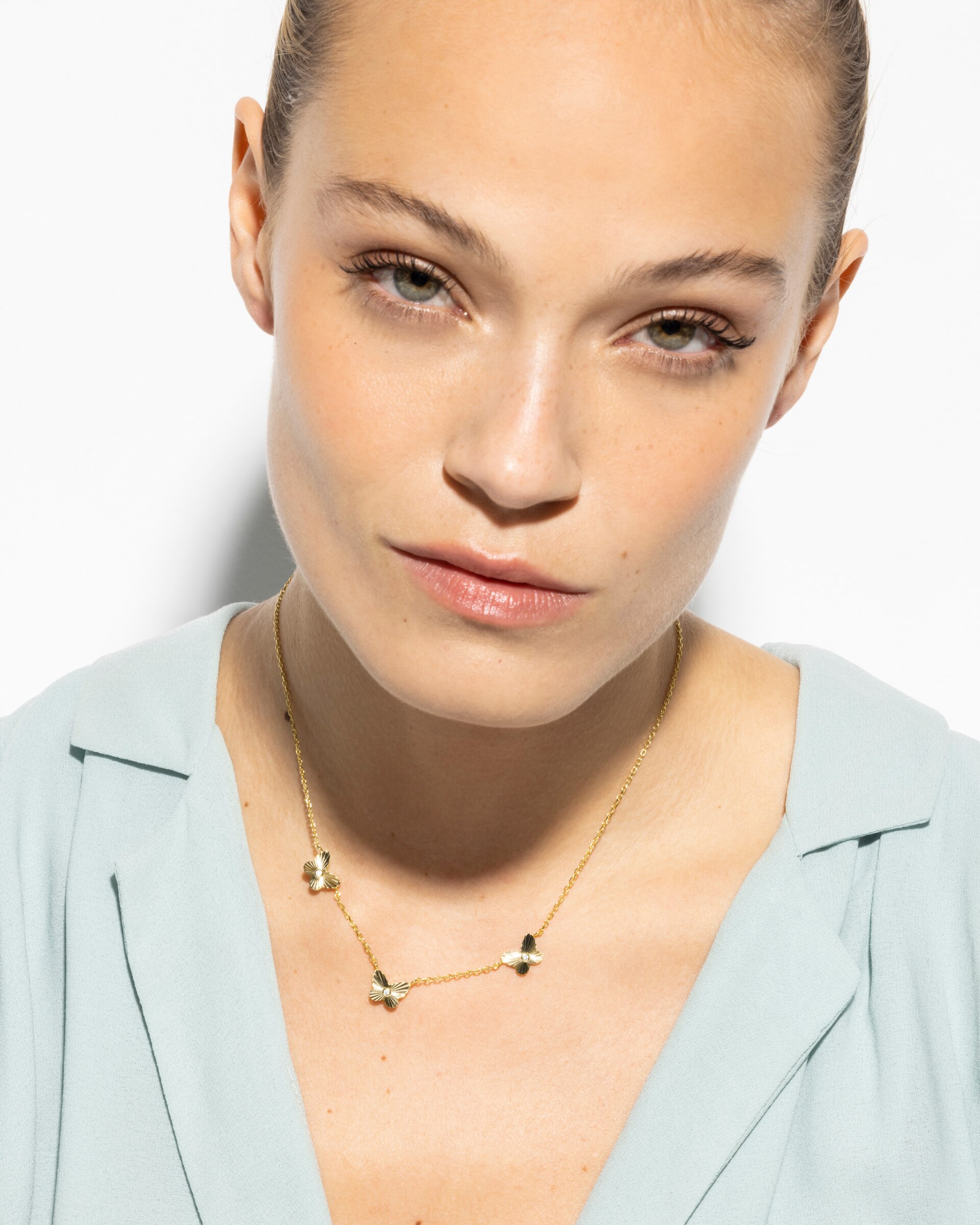 Colar Trendy de Prata de Lei 925 com Acabamento em Ouro de 18 Quilates e Zircónios Brilhantes Ouro-5
