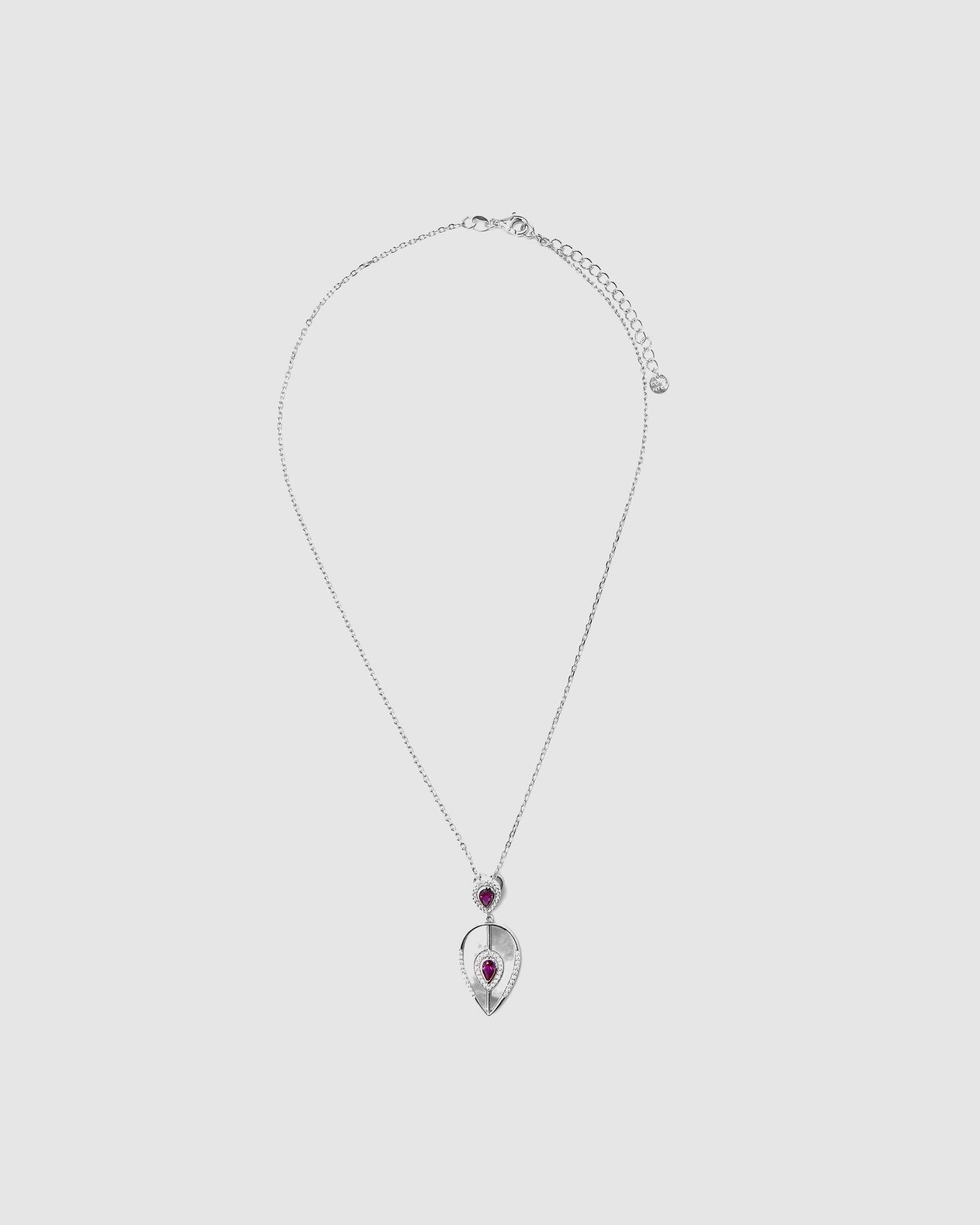 Colar Atelier de Prata de Lei 925 com Acabamento em Ródio e Quartzo Hidrotermal Cereja Prata-3