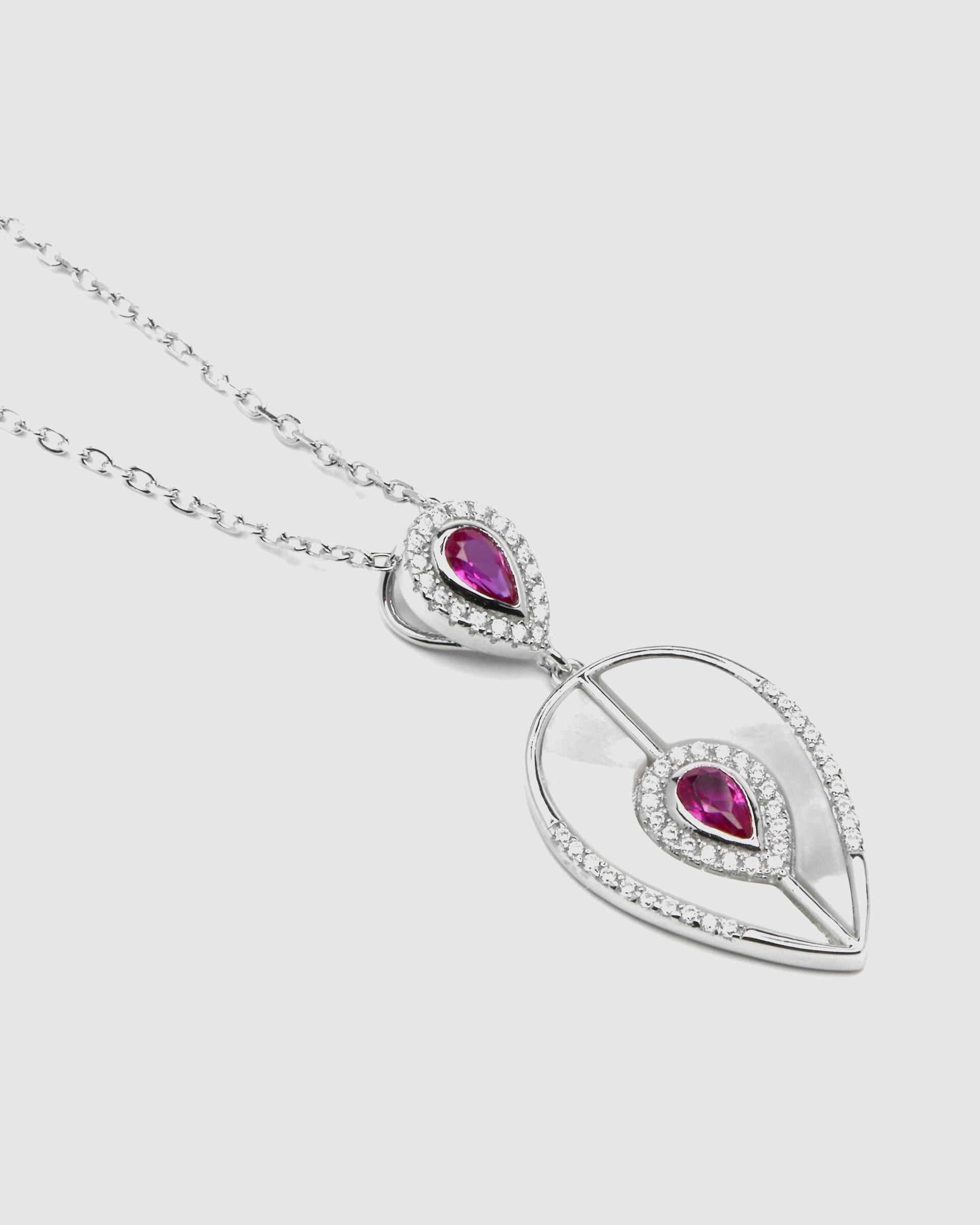 Colar Atelier de Prata de Lei 925 com Acabamento em Ródio e Quartzo Hidrotermal Cereja Prata-6