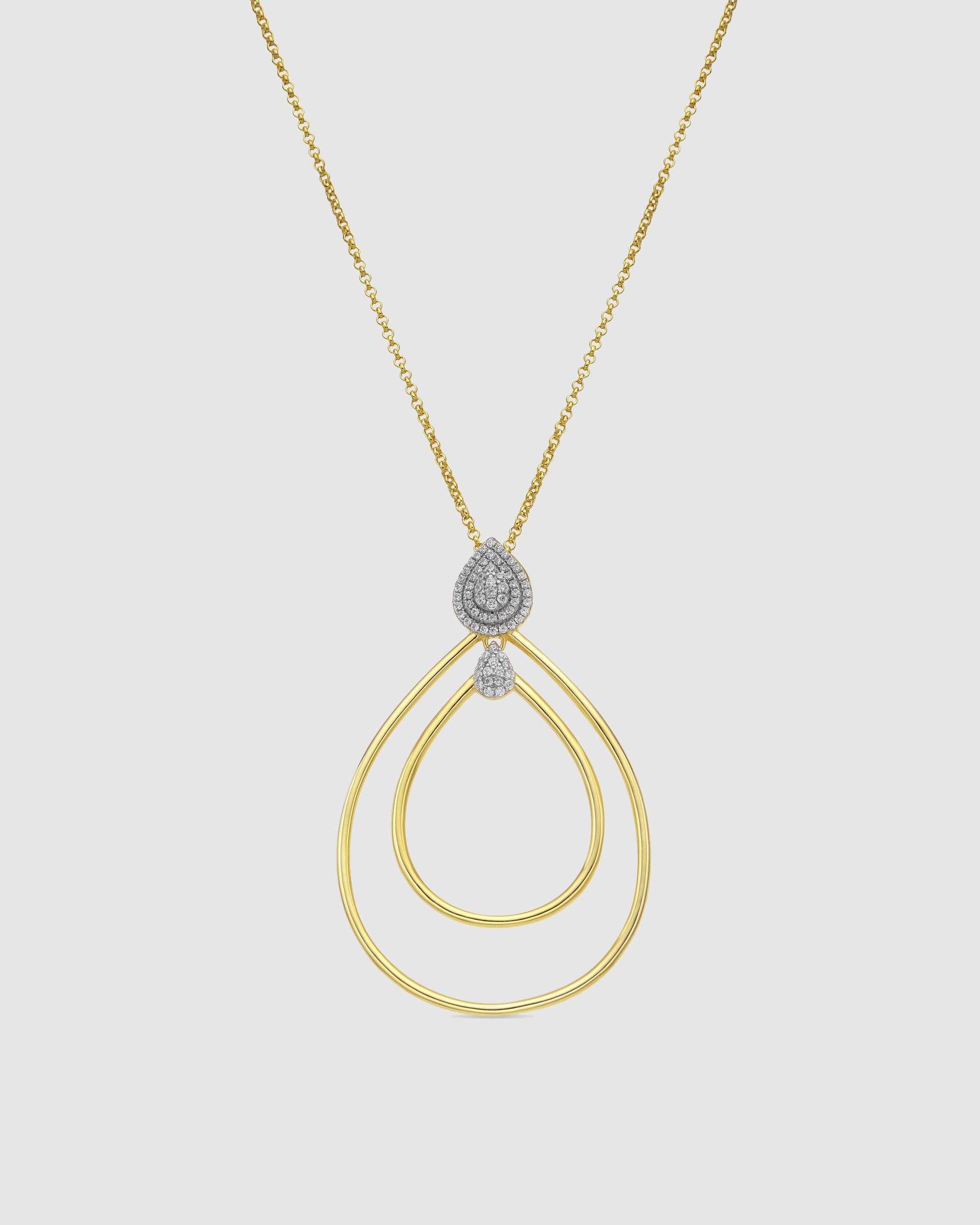 Colar Momentos para Brilhar de Prata de Lei 925 com Acabamento em Ouro de 18 Quilates e Zirconita Brilhante Ouro / Prata-1