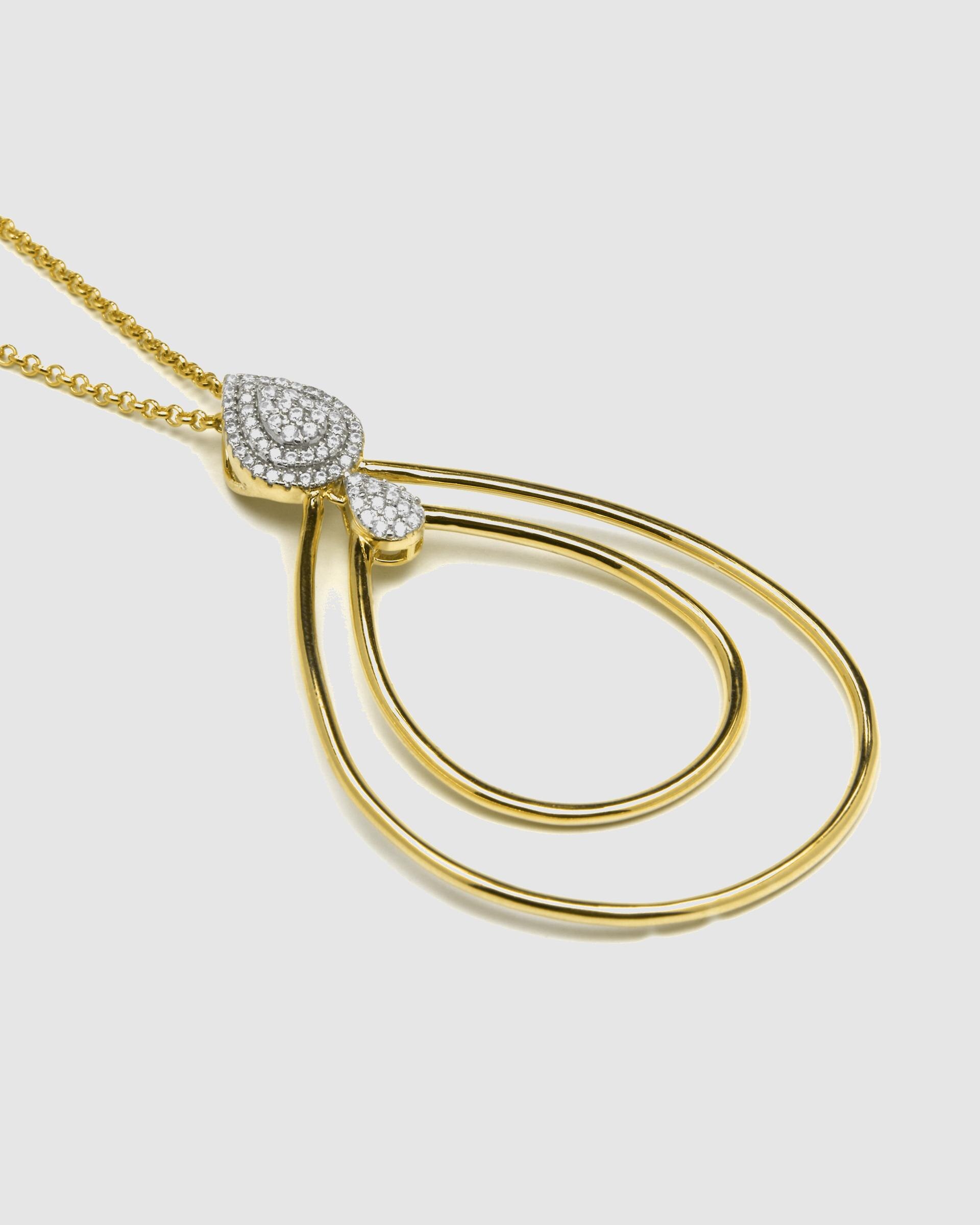Colar Momentos para Brilhar de Prata de Lei 925 com Acabamento em Ouro de 18 Quilates e Zirconita Brilhante Ouro / Prata-5