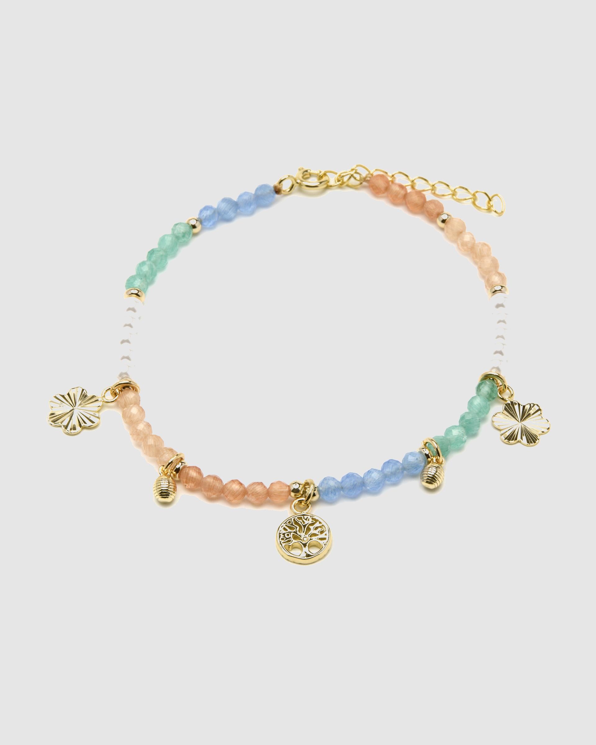 Pulseira Pide Un Deseo de Prata de Lei 925 Acabada em Ouro de 18 Quilates com Zirconita Multicolor Ouro-3