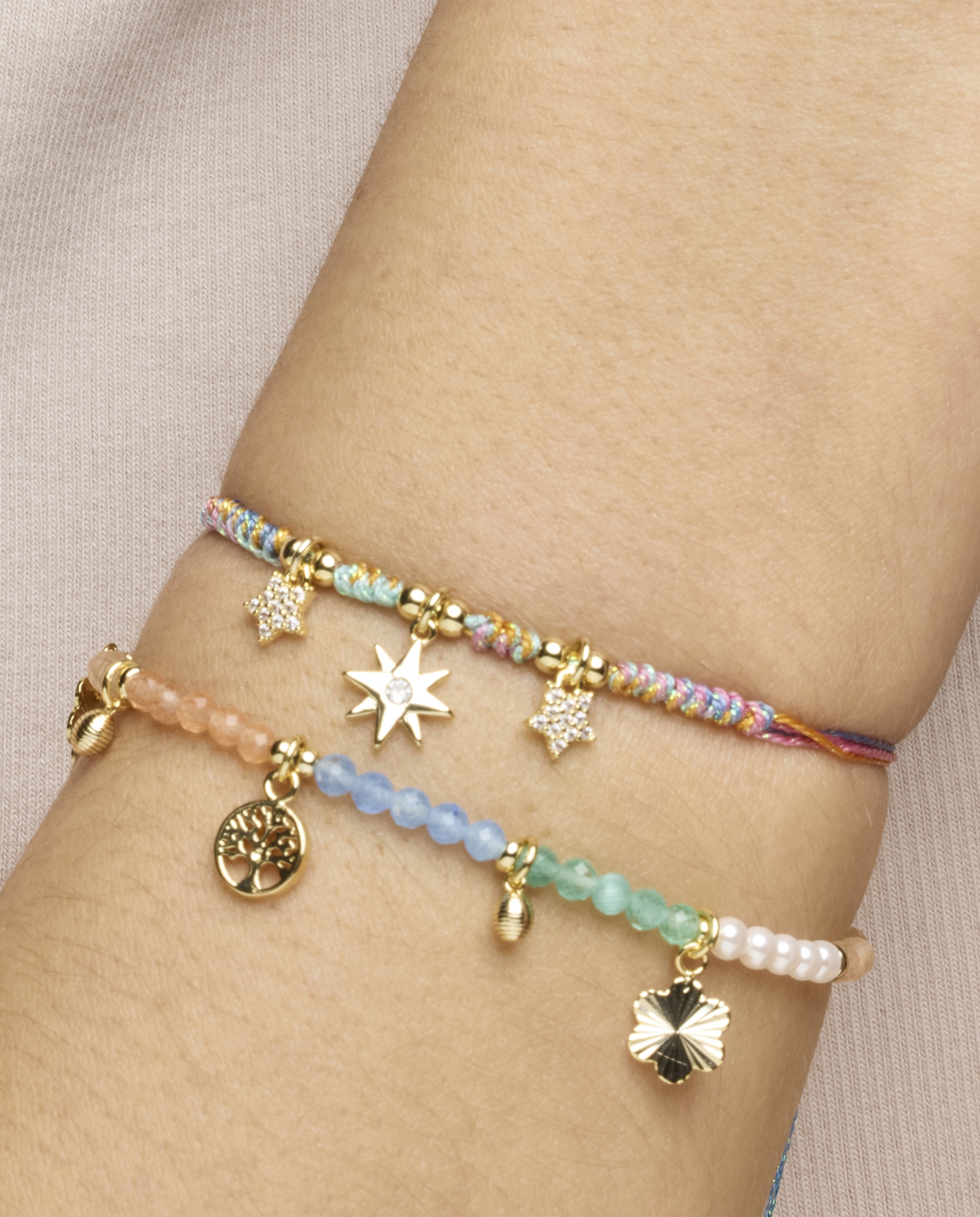 Pulseira Pide Un Deseo de Prata de Lei 925 Acabada em Ouro de 18 Quilates com Zirconita Multicolor Ouro-4