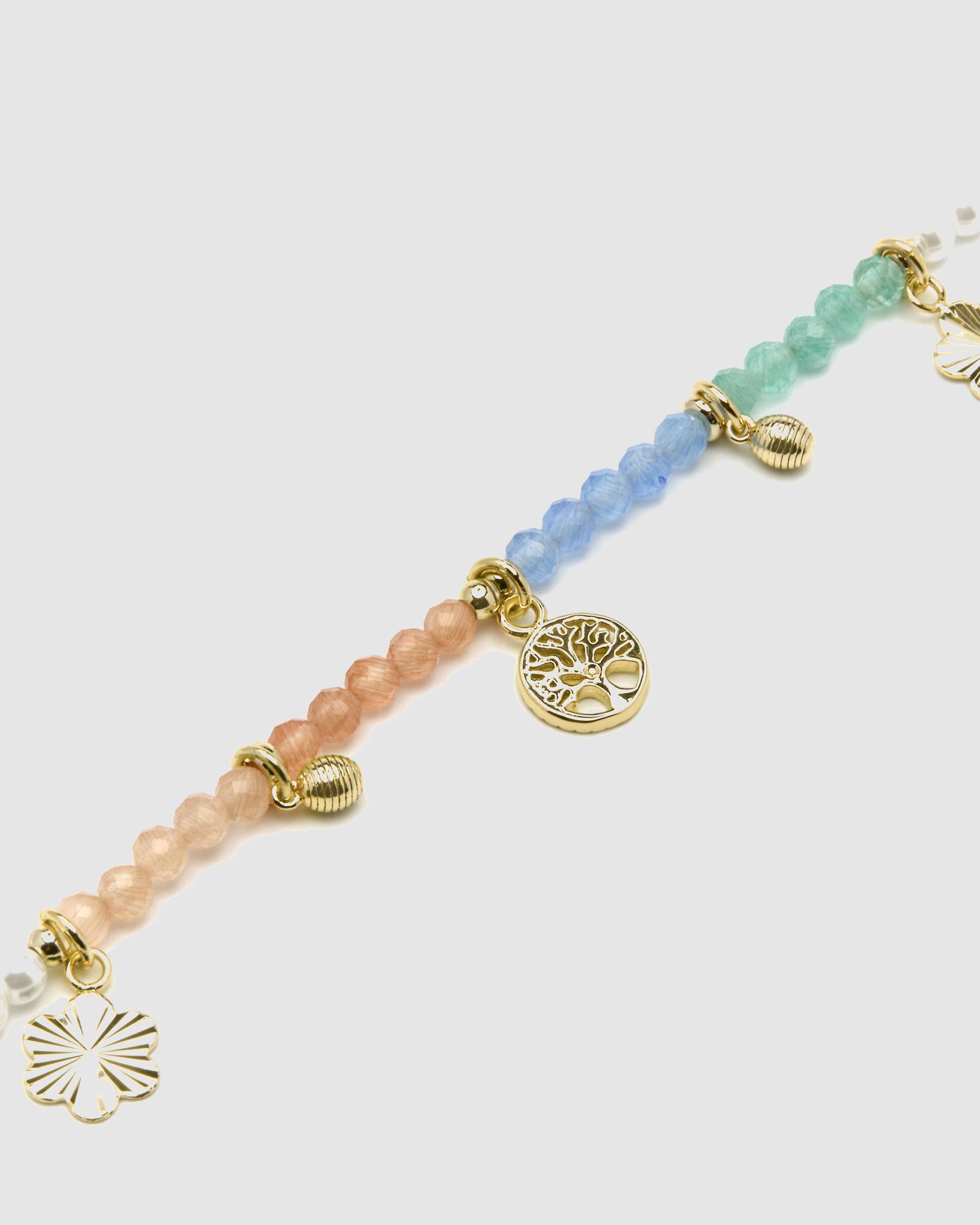 Pulseira Pide Un Deseo de Prata de Lei 925 Acabada em Ouro de 18 Quilates com Zirconita Multicolor Ouro-5