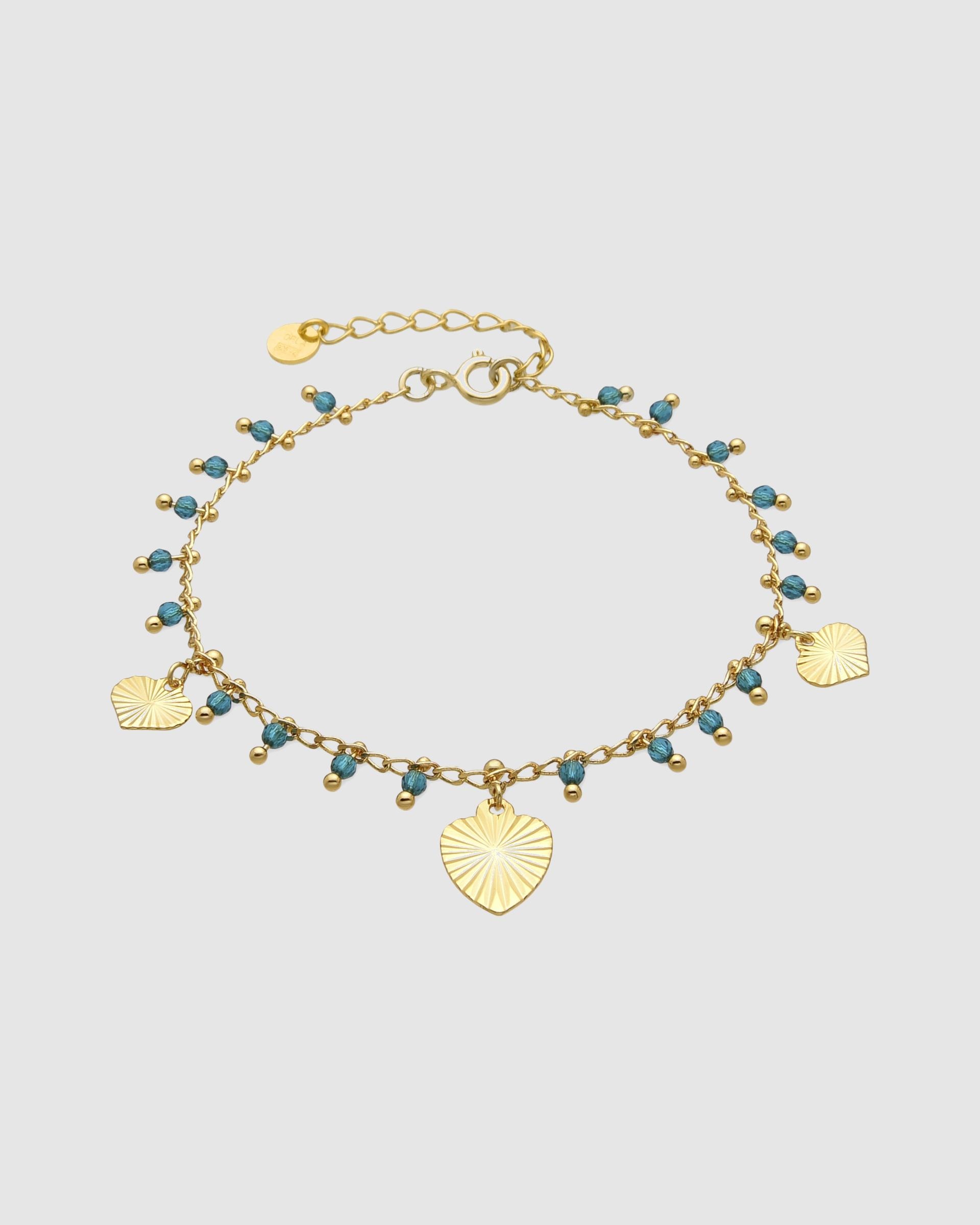 Pulseira Pide Un Deseo de Prata de Lei 925 Acabada em Ouro de 18 Quilates com Zirconita Esmeralda Ouro-1