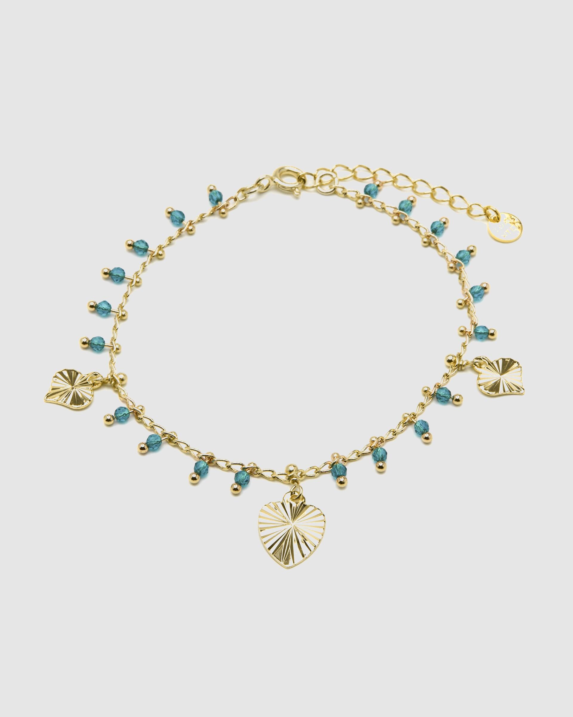 Pulseira Pide Un Deseo de Prata de Lei 925 Acabada em Ouro de 18 Quilates com Zirconita Esmeralda Ouro-3