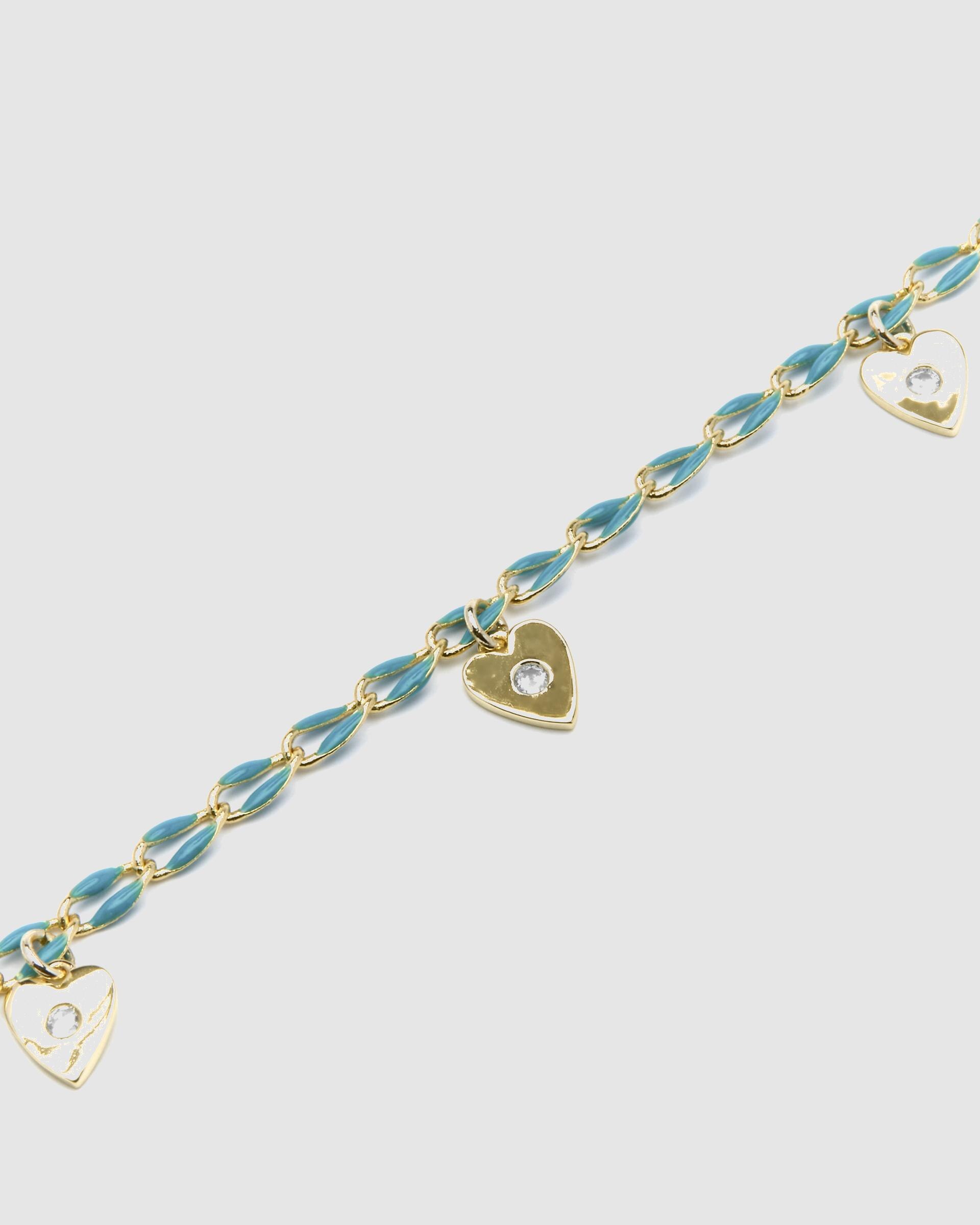 Pulseira Pide Un Deseo de Prata de Lei 925 com Charms Acabada em Ouro de 18 Quilates com Lacado Azul Ouro-5