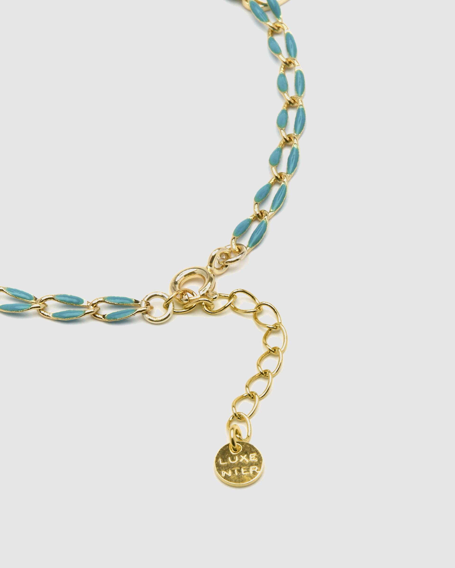 Pulseira Pide Un Deseo de Prata de Lei 925 com Charms Acabada em Ouro de 18 Quilates com Lacado Azul Ouro-6
