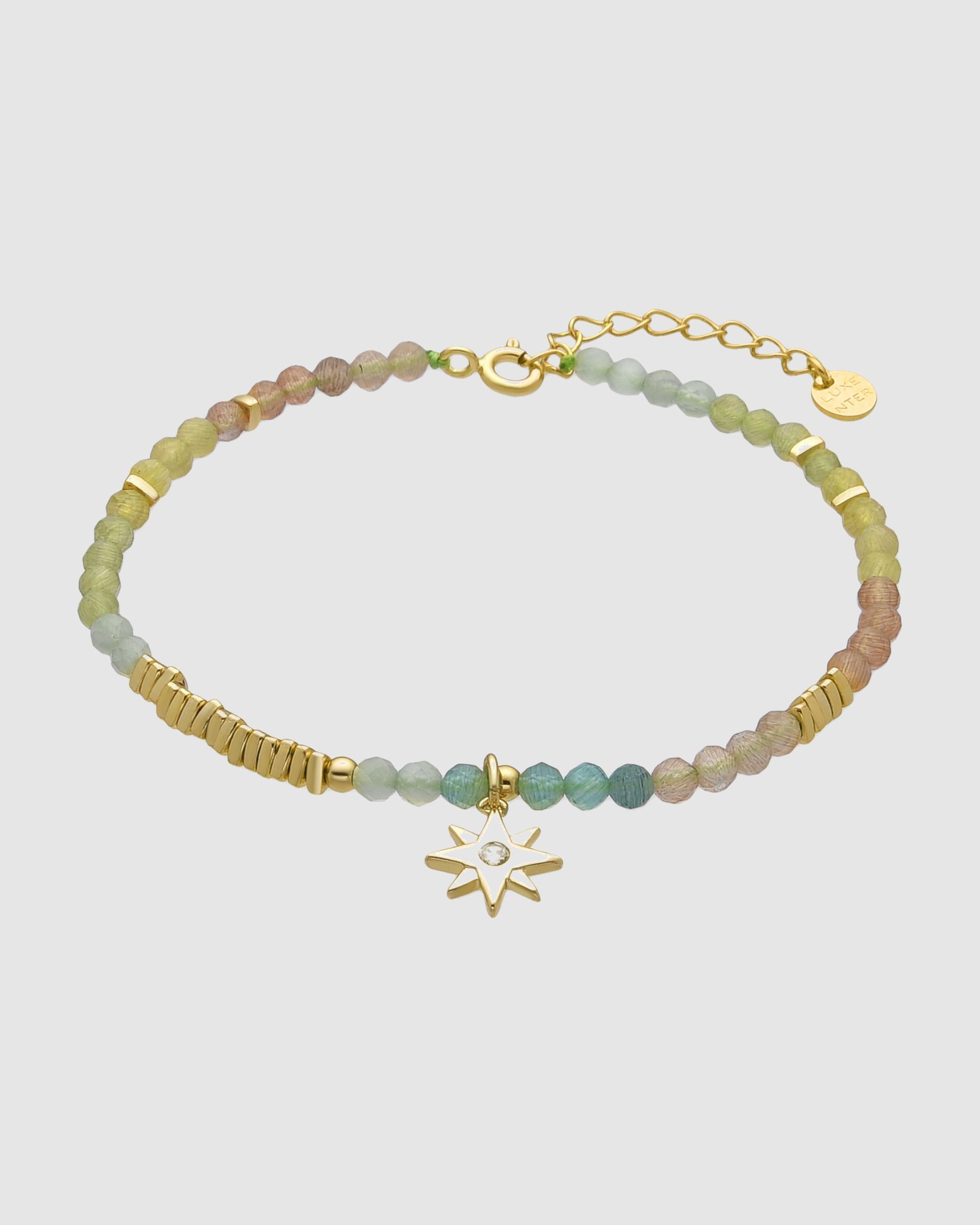 Pulseira Pide Un Deseo de Prata de Lei 925 Acabada em Ouro de 18 Quilates com Zirconita Multicolor Multicolor-1