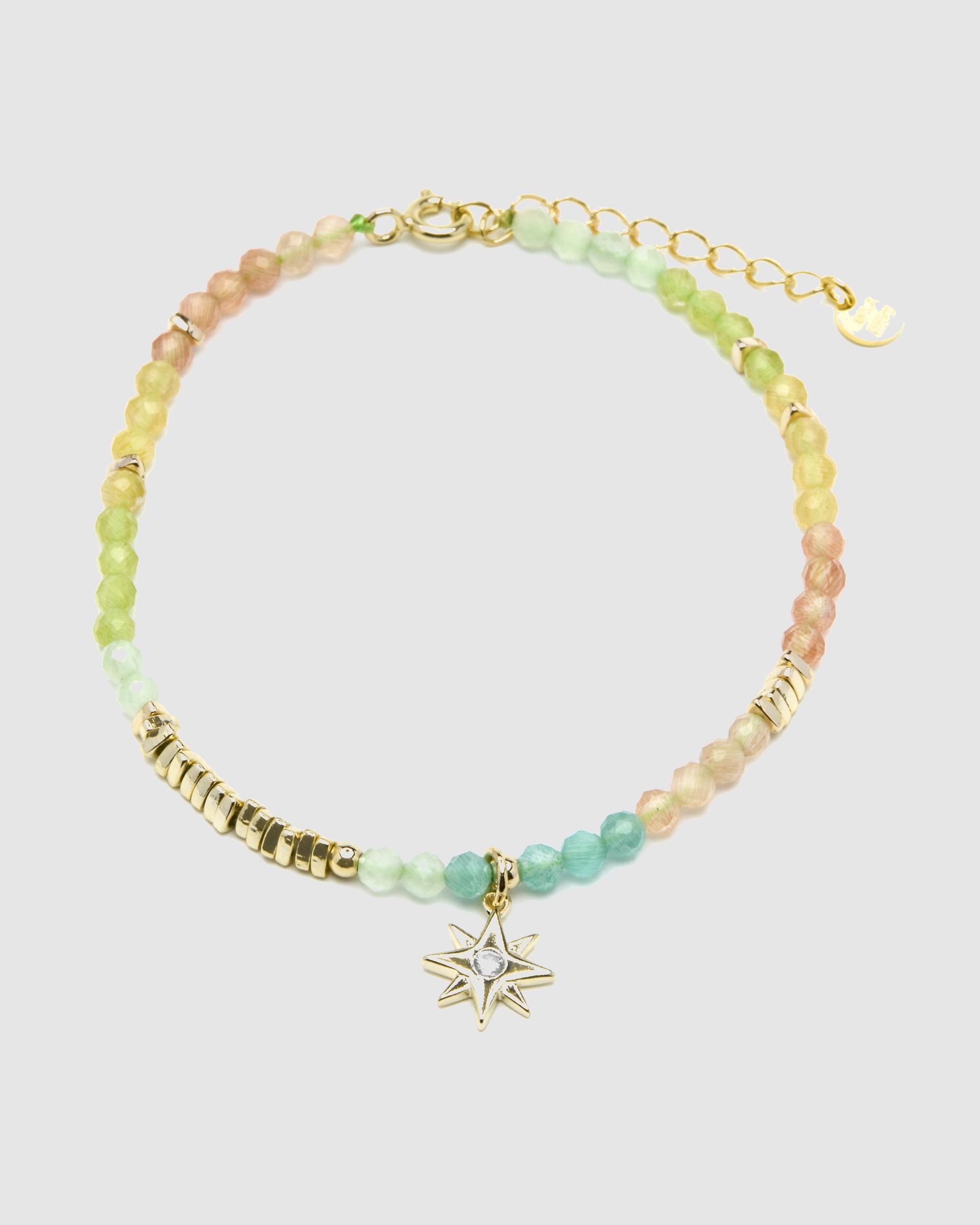 Pulseira Pide Un Deseo de Prata de Lei 925 Acabada em Ouro de 18 Quilates com Zirconita Multicolor Multicolor-3