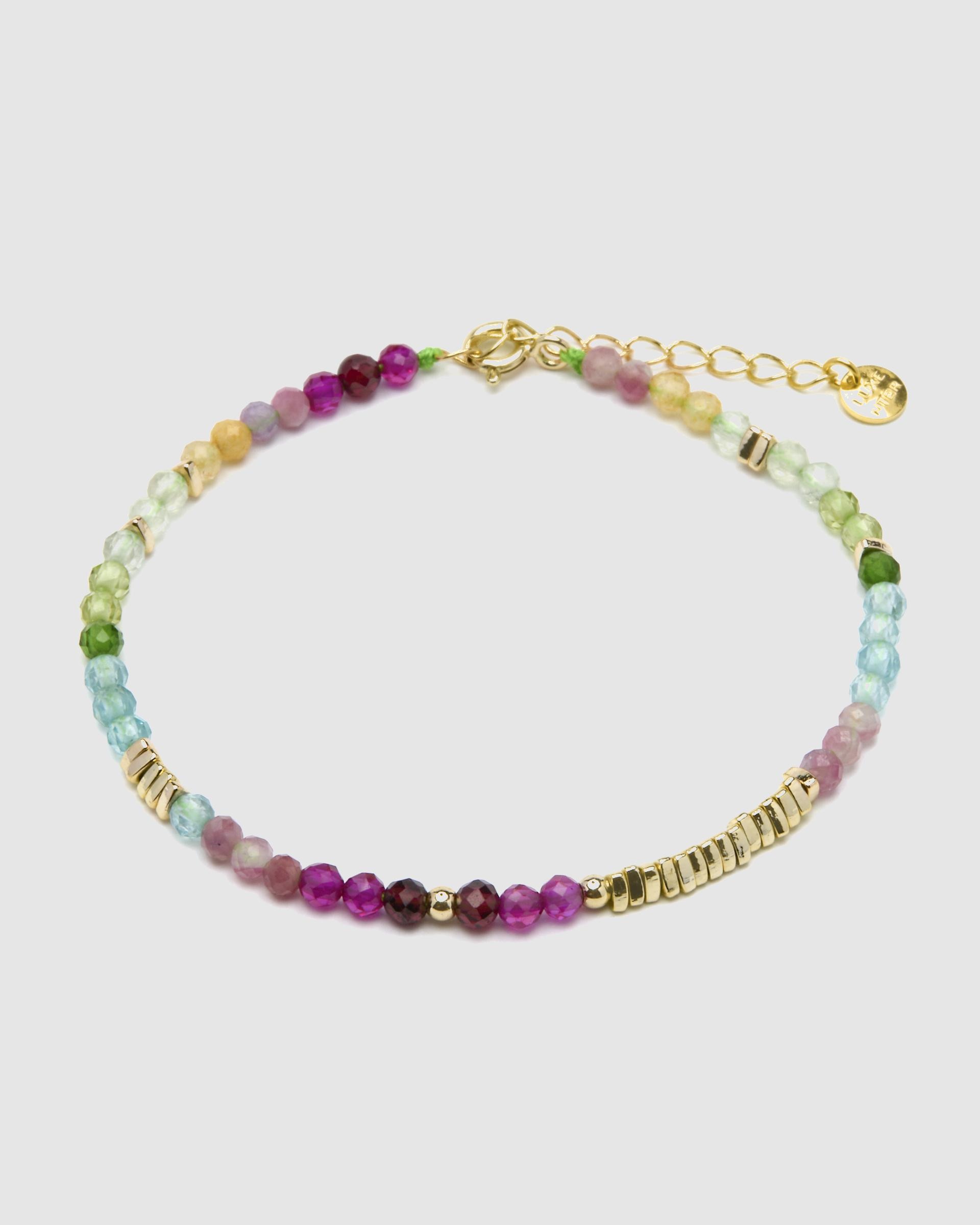 Pulseira de Corrente Make a Wish de Prata de Lei 925 Acabada em Ouro de 18 Quilates com Zirconita Multicolor Multicolor-3