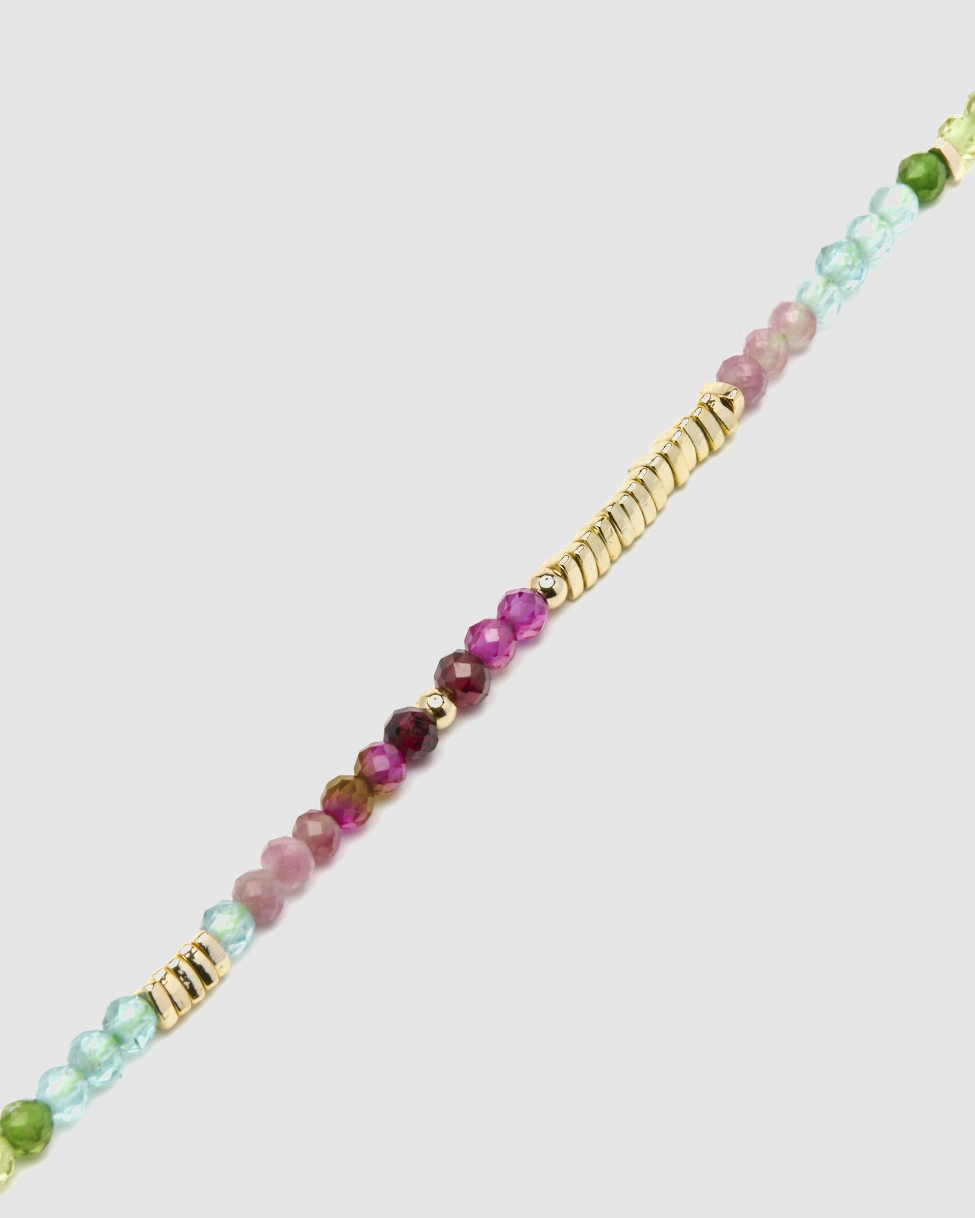 Pulseira de Corrente Make a Wish de Prata de Lei 925 Acabada em Ouro de 18 Quilates com Zirconita Multicolor Multicolor-6