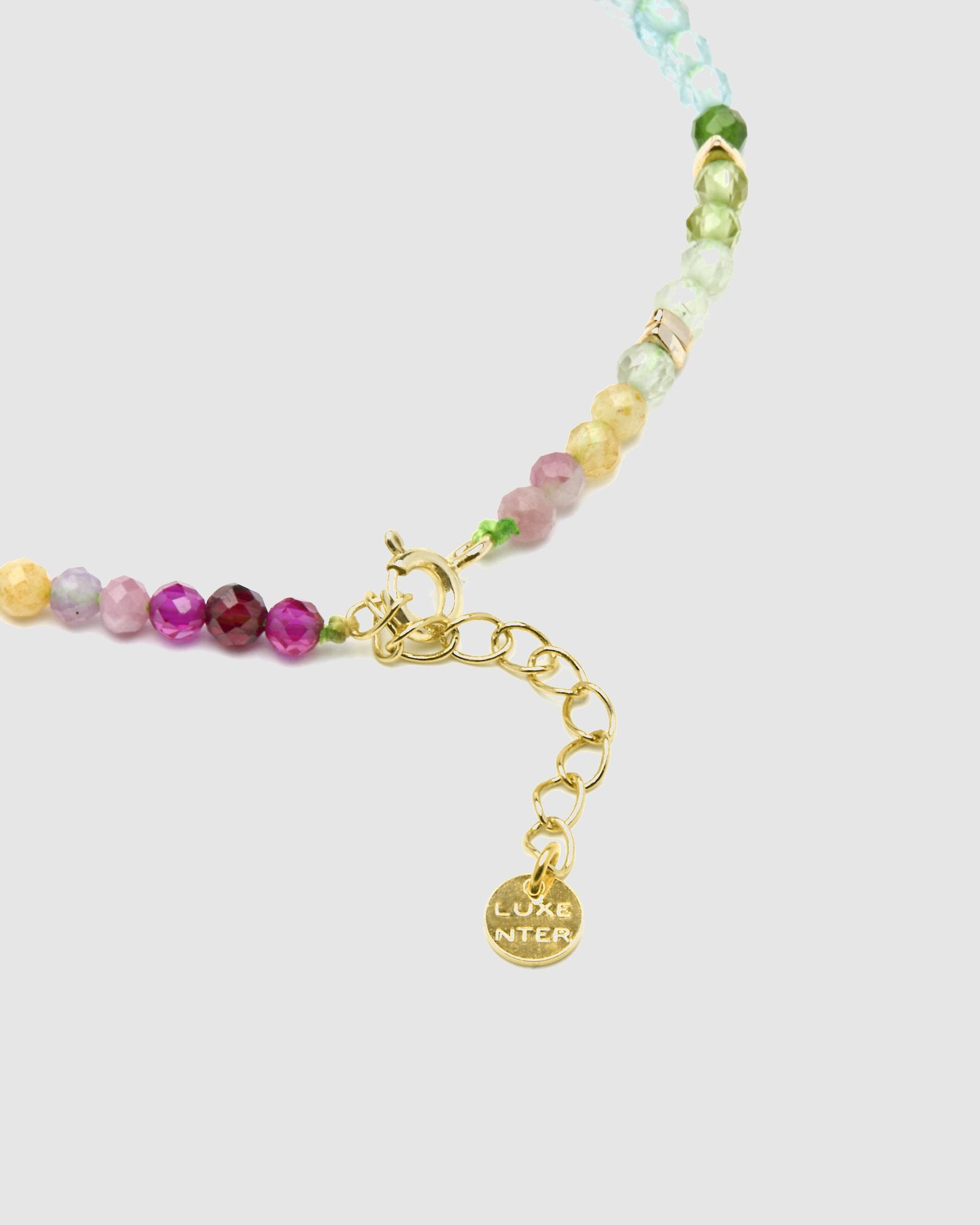 Pulseira de Corrente Make a Wish de Prata de Lei 925 Acabada em Ouro de 18 Quilates com Zirconita Multicolor Multicolor-7